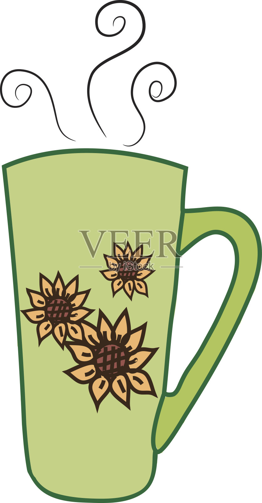 咖啡杯与热饮分离颜色白色插画图片素材