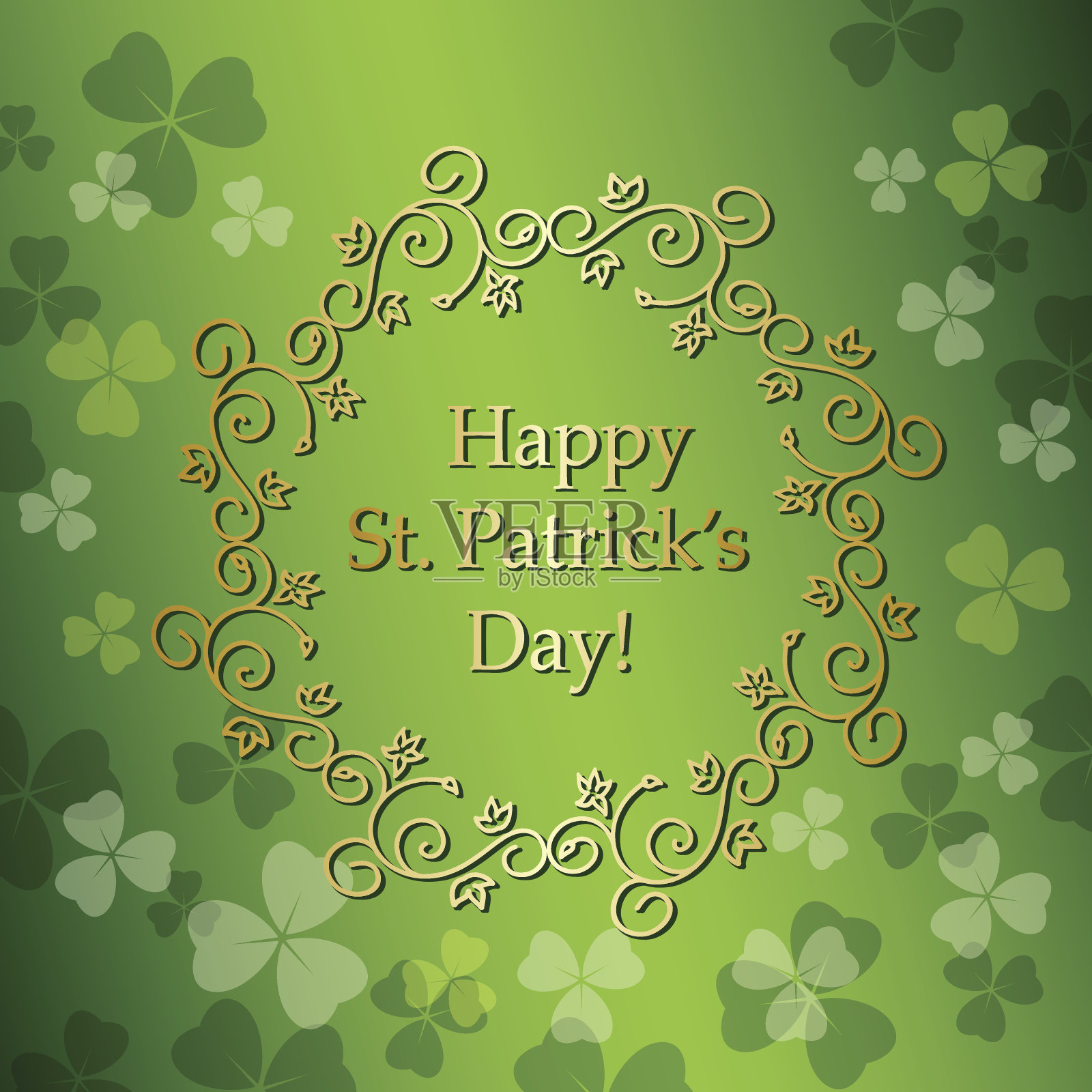 绿色背景为圣帕特里克日-向量插画图片素材