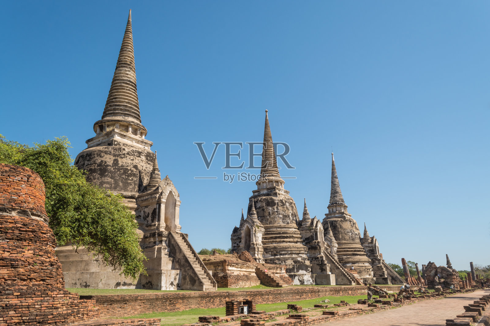 泰国大城府-古老的城市和历史的地方。照片摄影图片