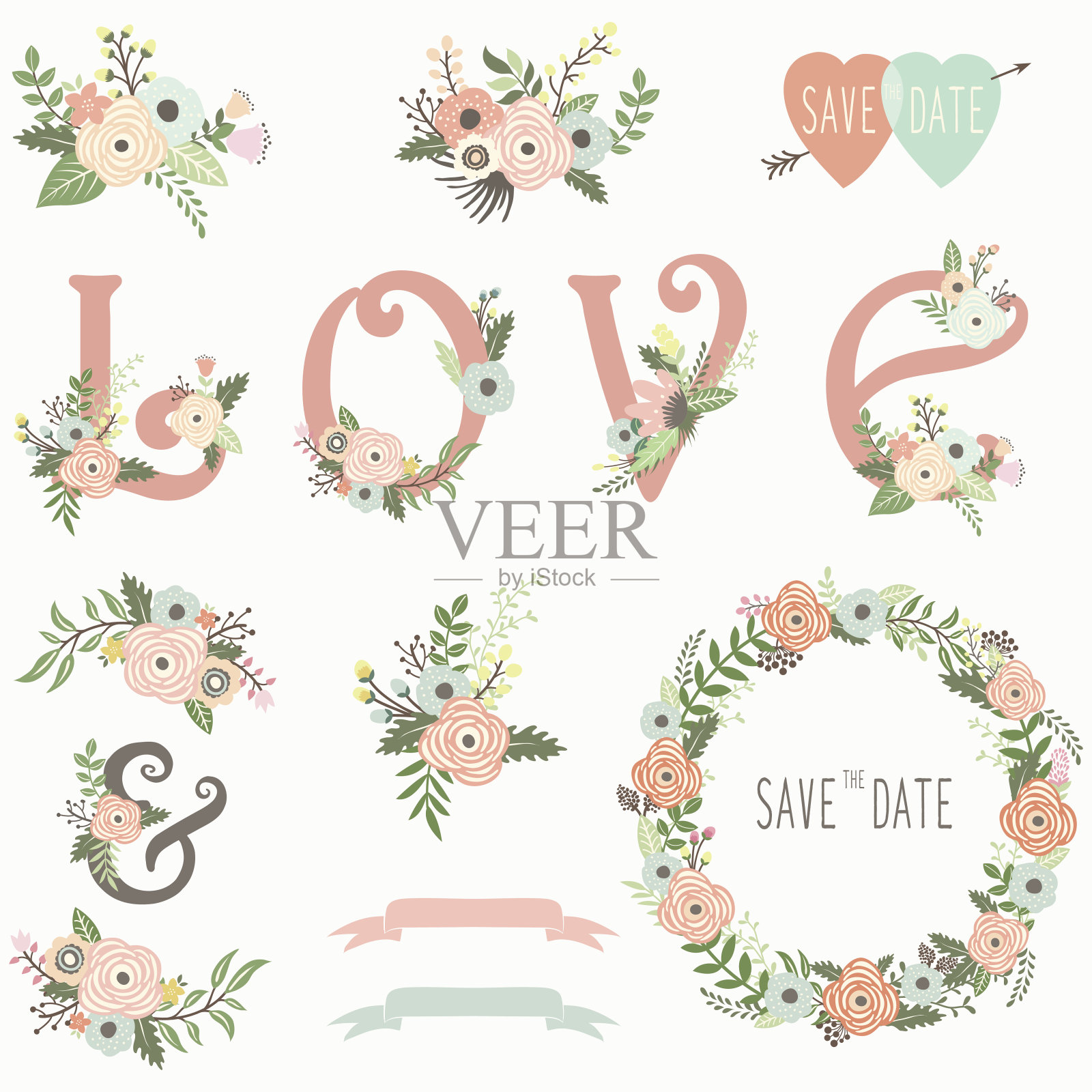 花卉婚礼邀请设计元素设计元素图片