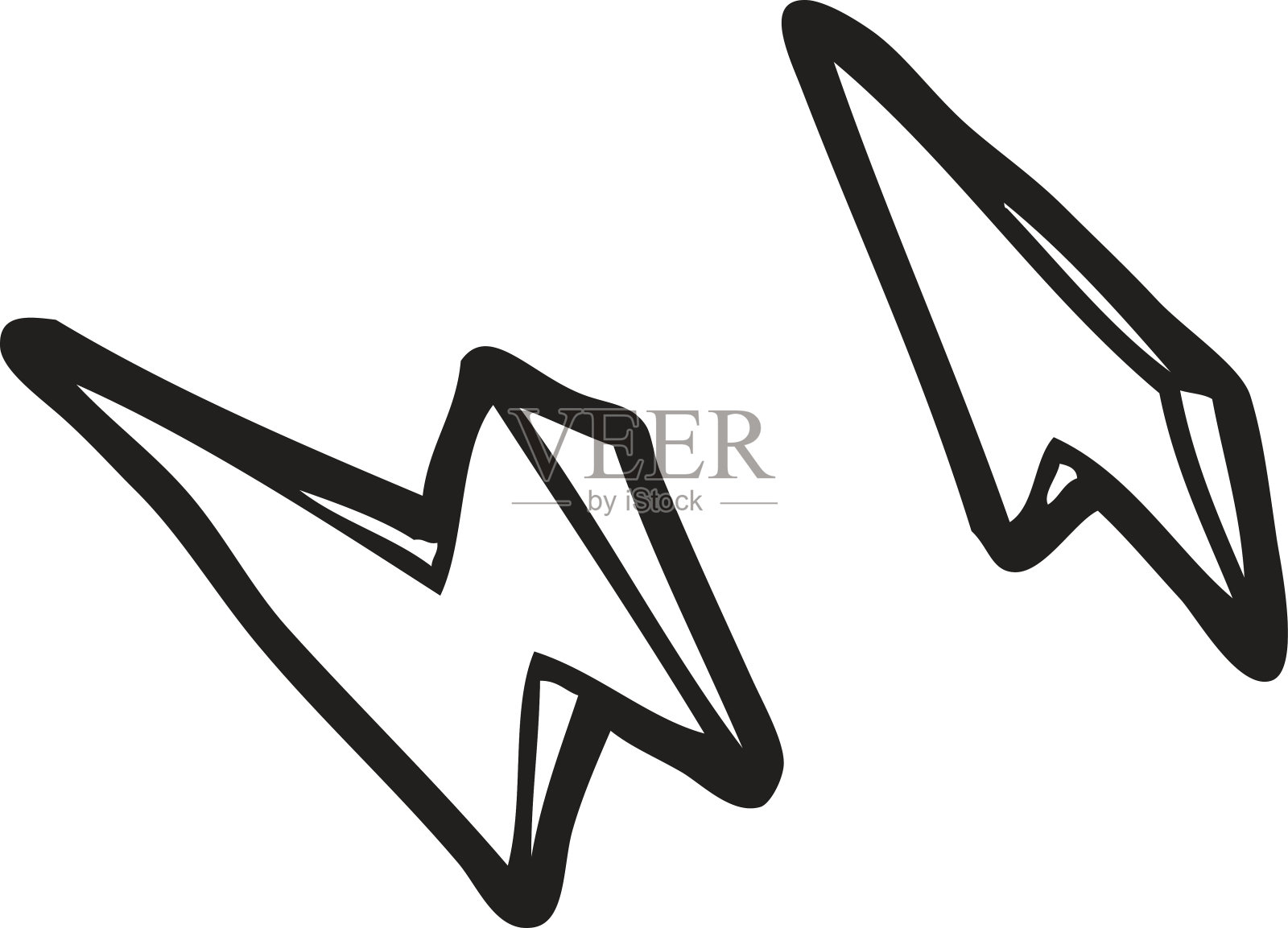 黑白卡通闪电闪电涂鸦插画图片素材