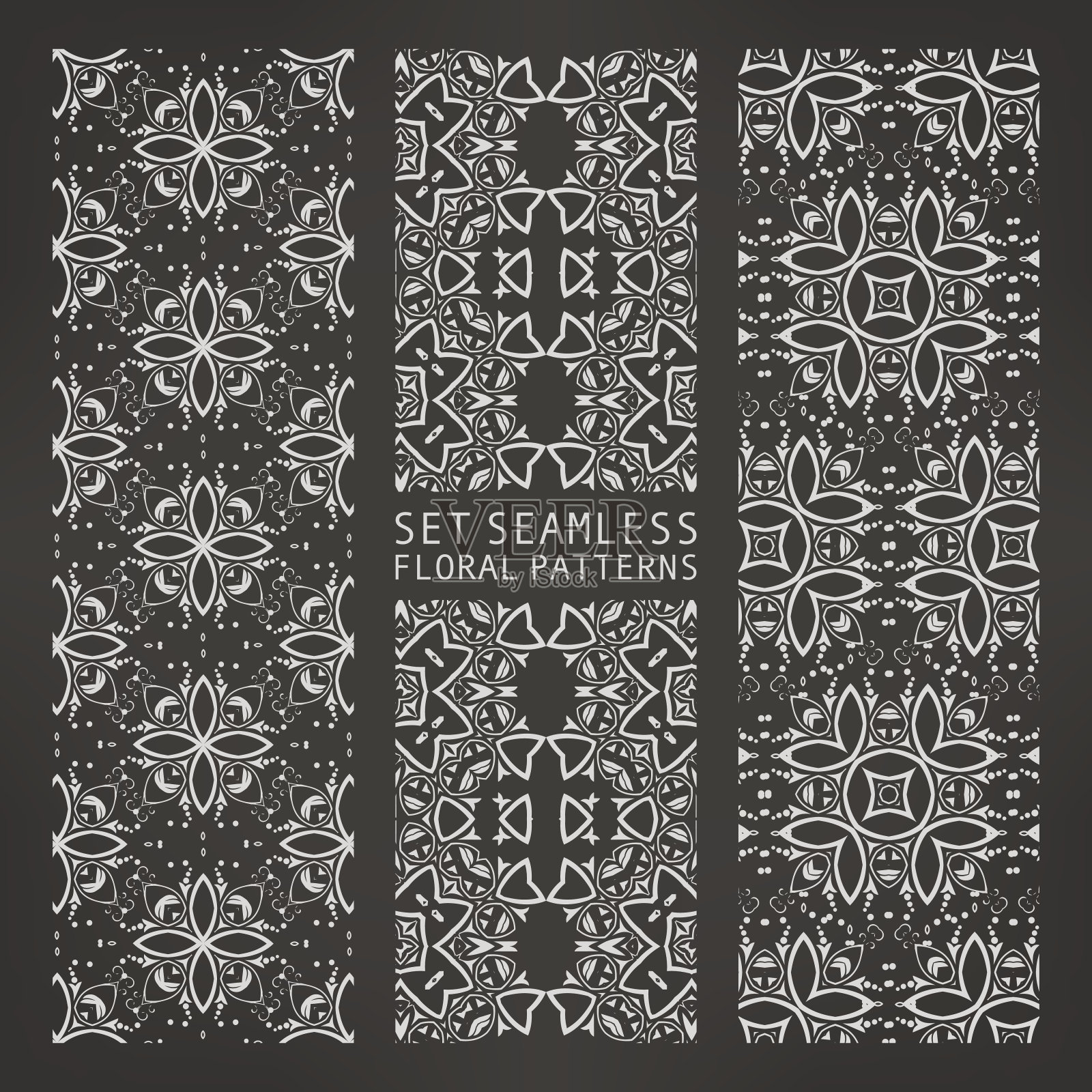 一套阿拉伯无缝模式，矢量插画图片素材