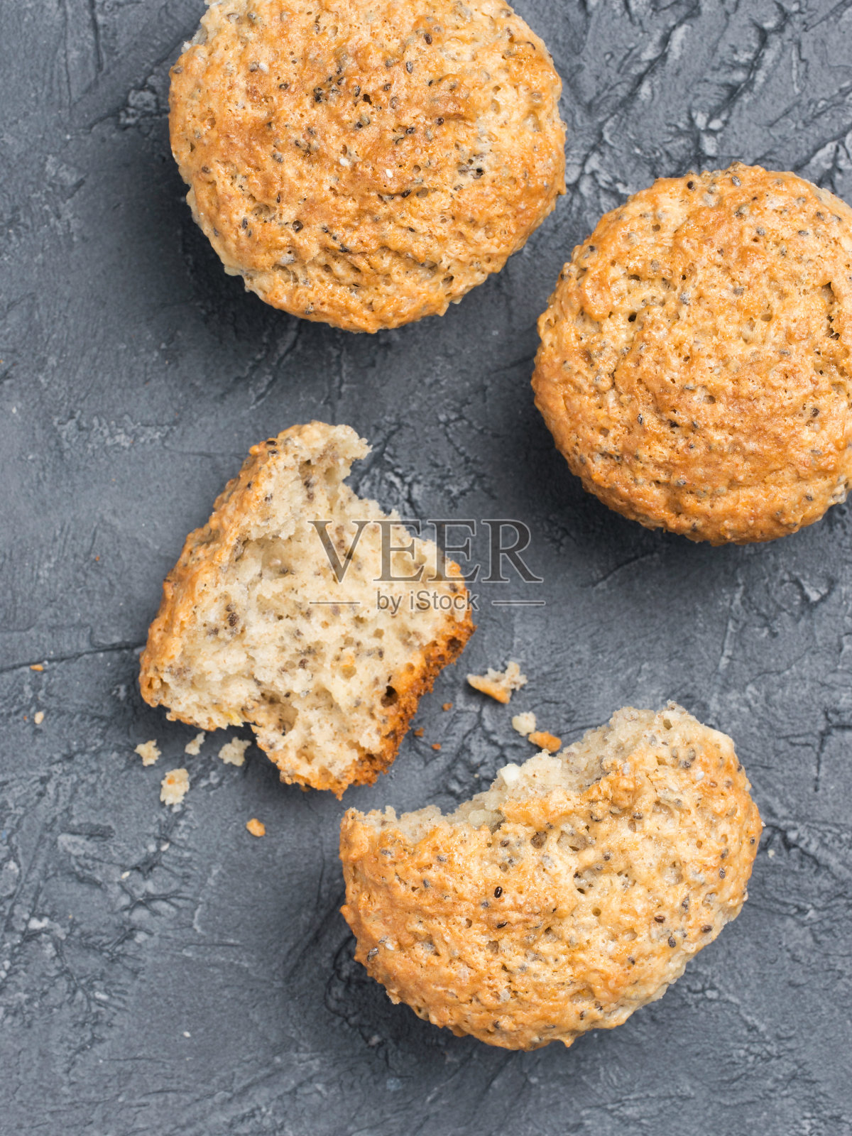 奇亚籽松饼照片摄影图片