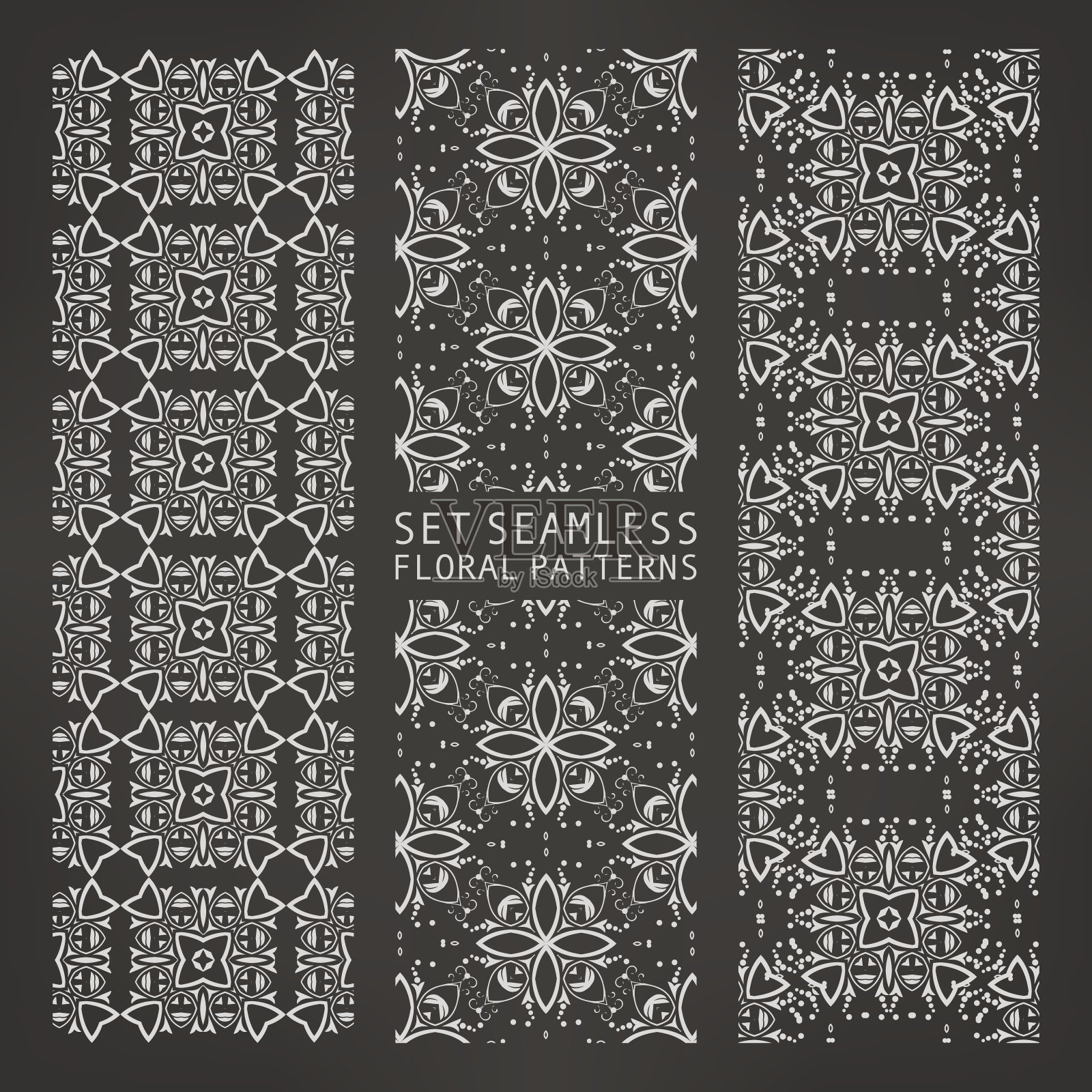 一套阿拉伯无缝模式，矢量插画图片素材