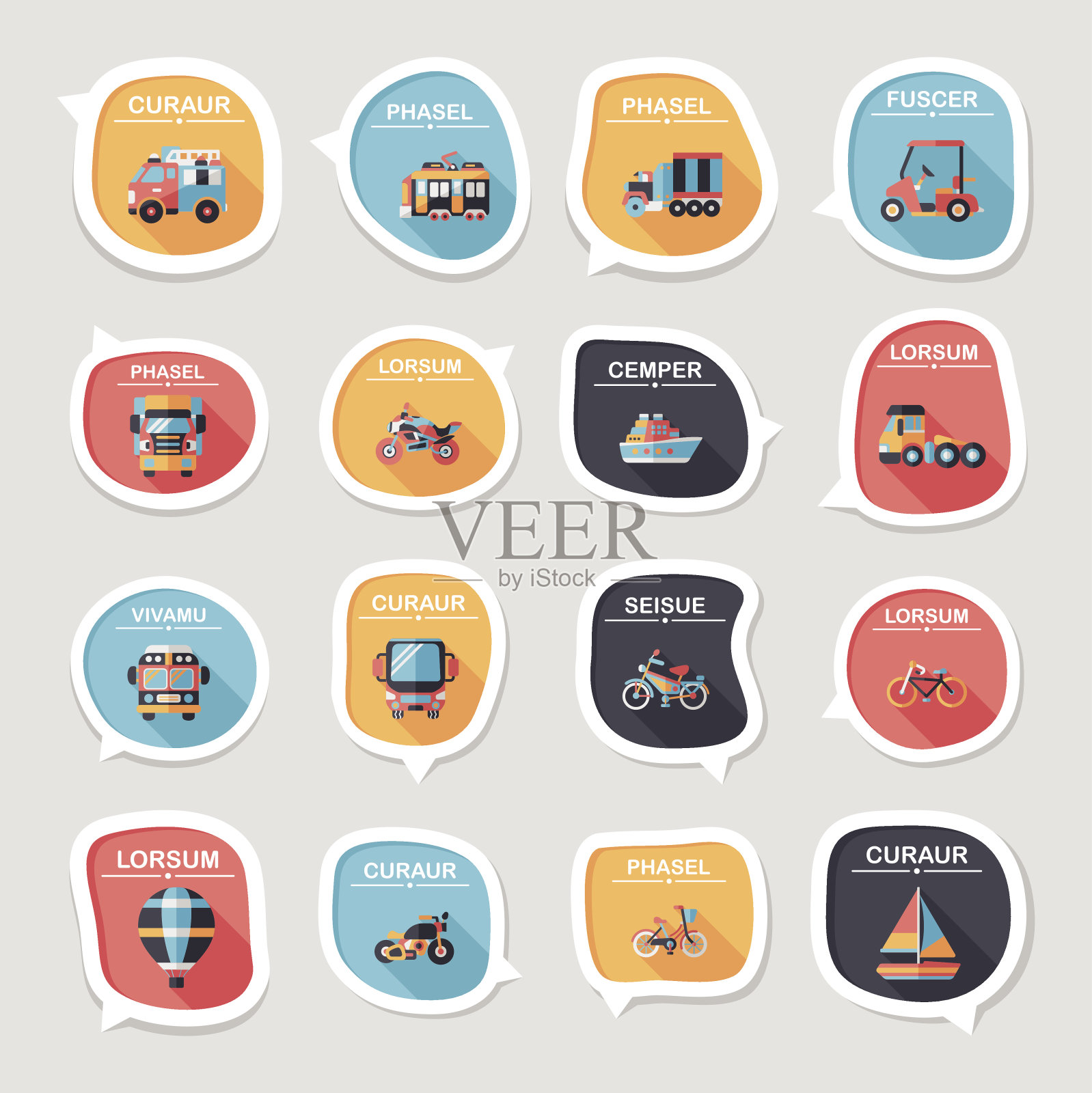 交通语音泡泡平面设计背景设置，eps10插画图片素材