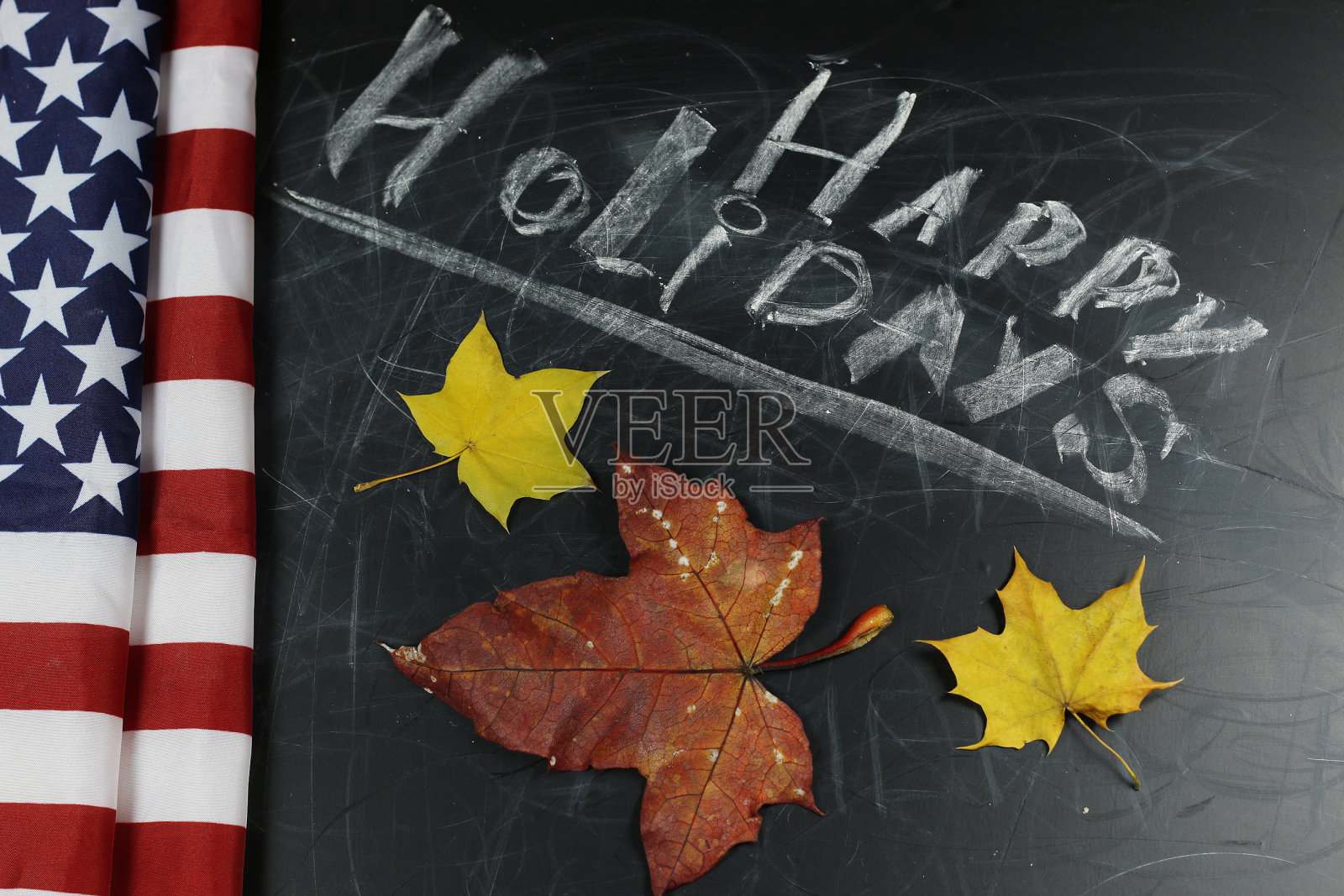 美国秋假粉笔板照片摄影图片