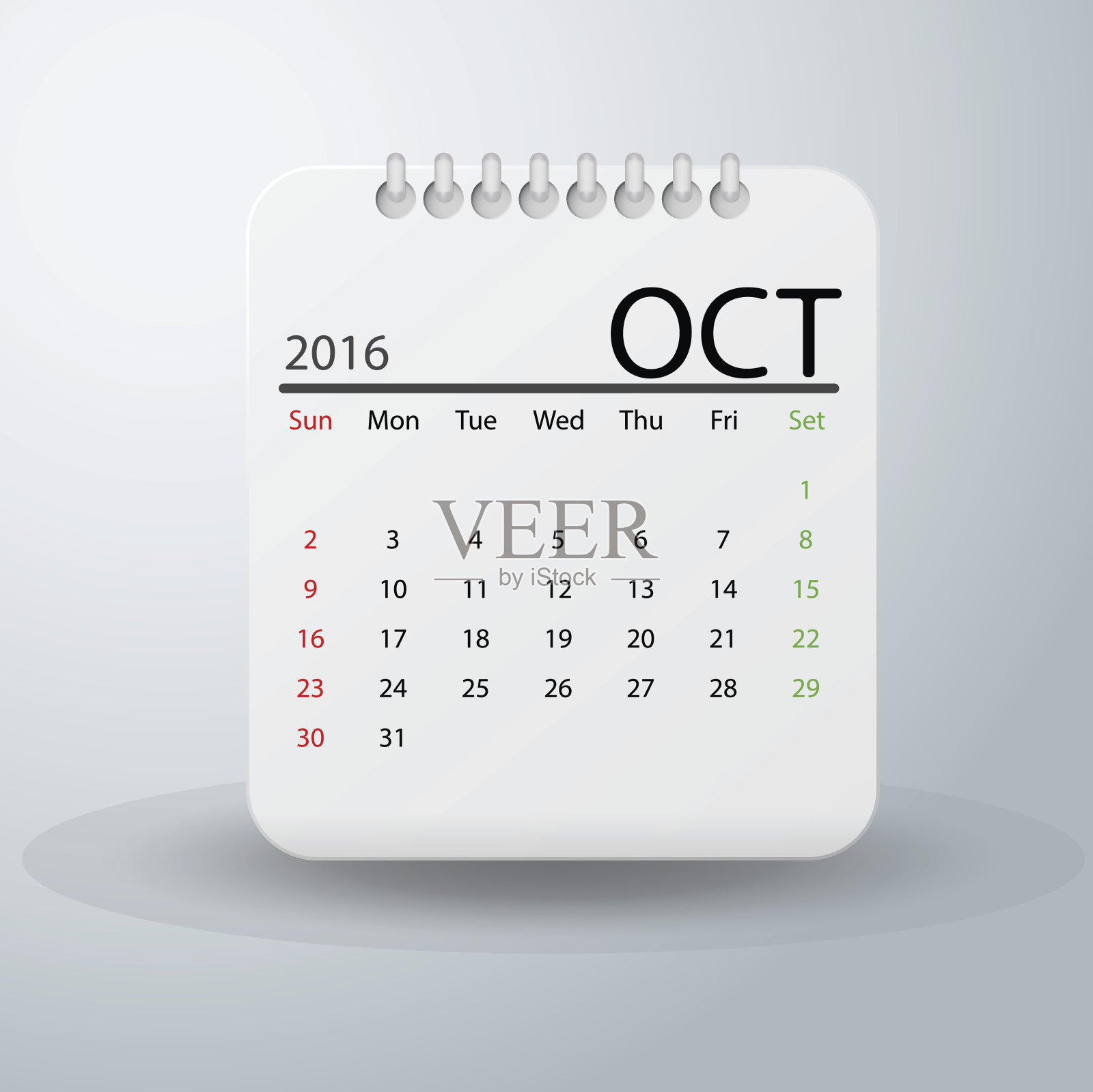 简单的2016年矢量日历。设计模板素材