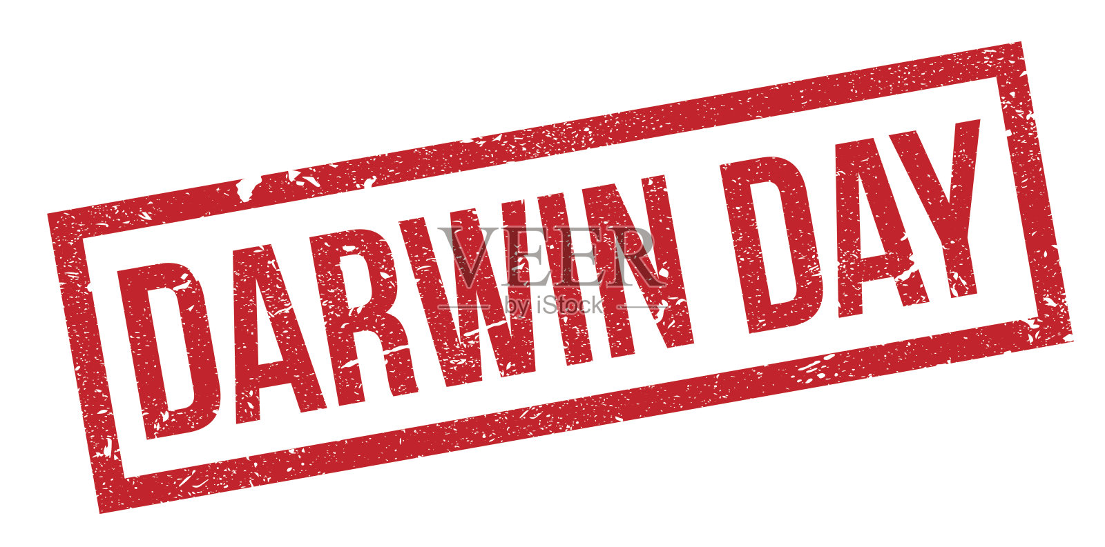 达尔文日橡皮图章插画图片素材