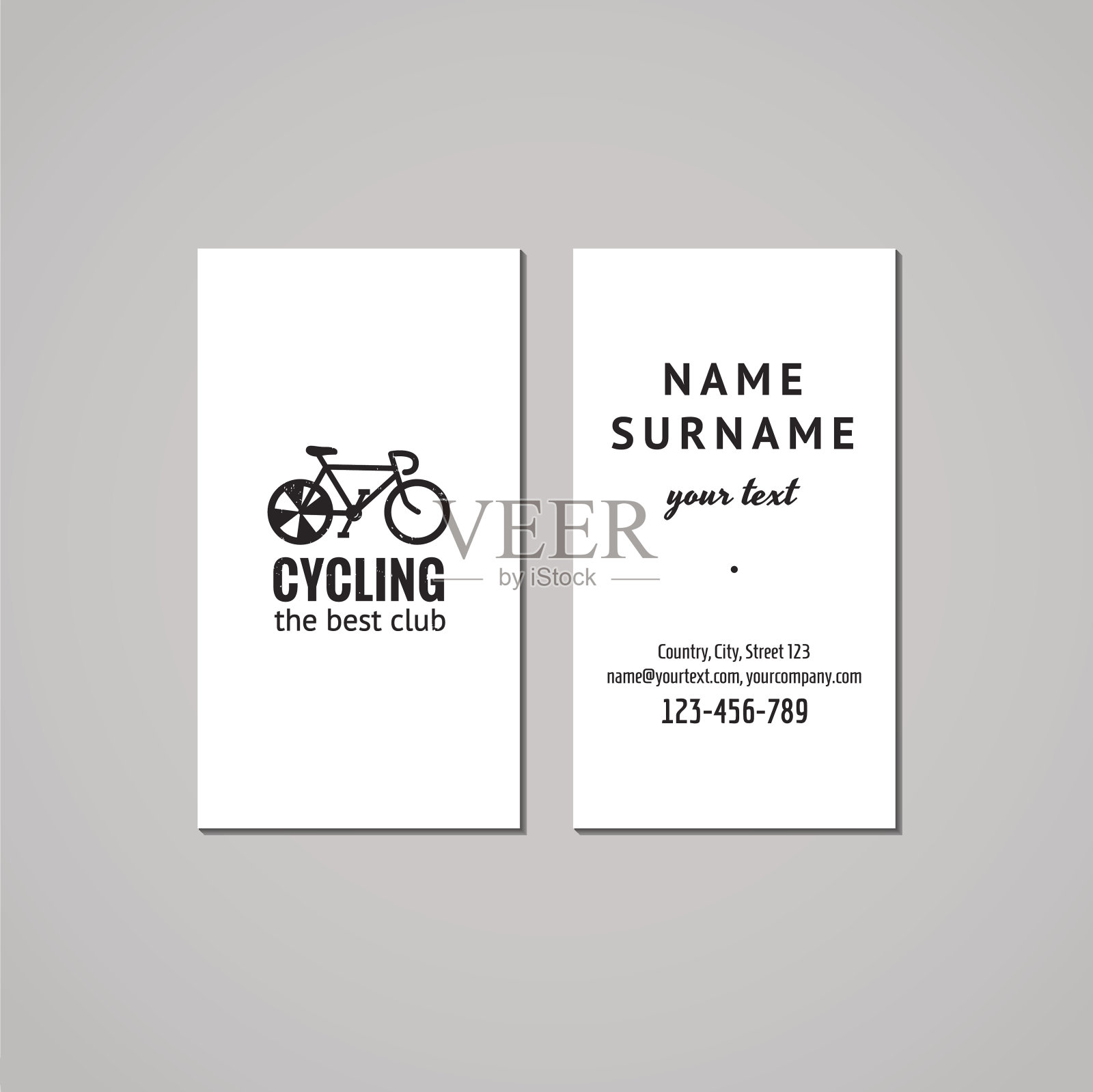 运动复古名片设计理念。运动标志与自行车。插画图片素材