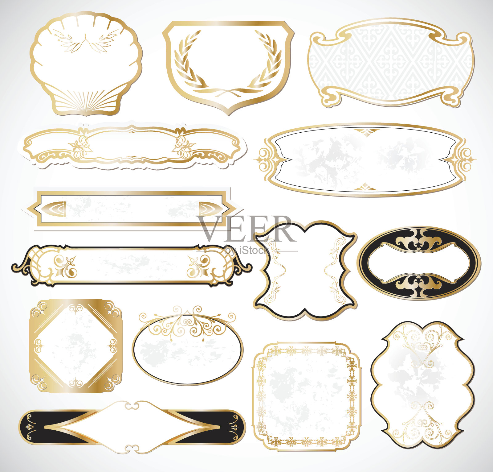 装饰白色金色标签。向量插画图片素材