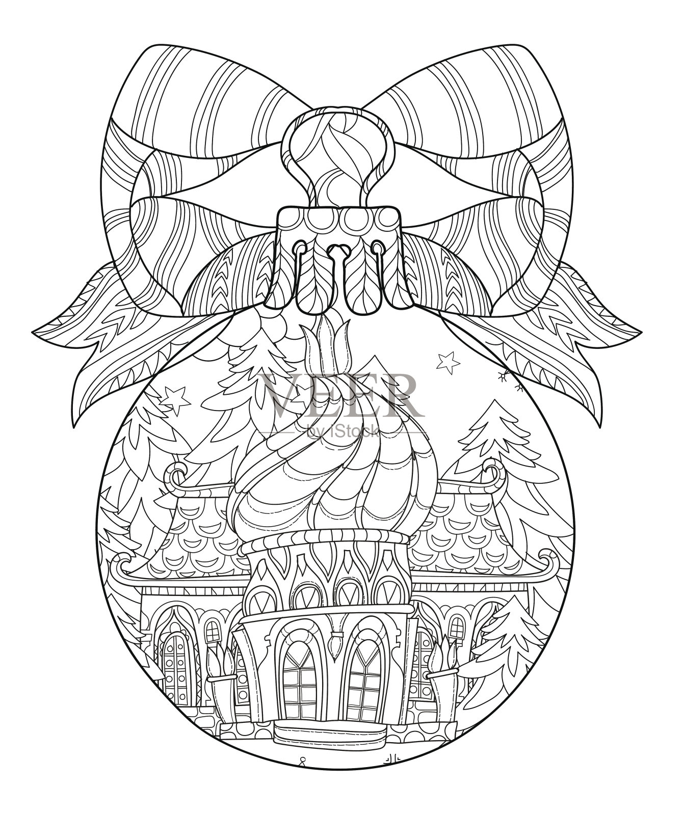 矢量可爱的童话小镇涂鸦插画图片素材