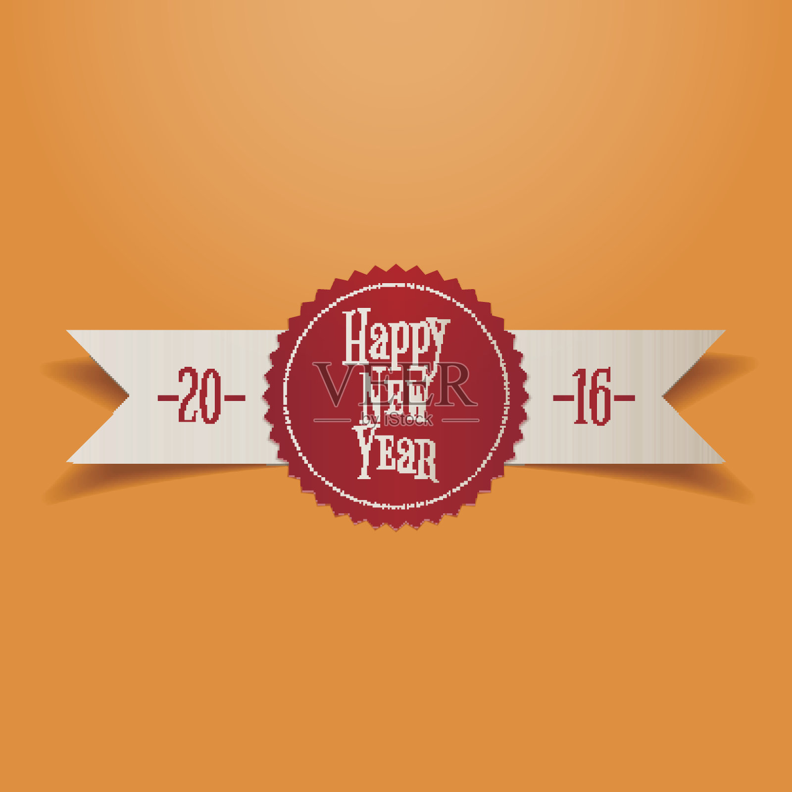 现实的白色丝带与红色新年标签设计模板素材