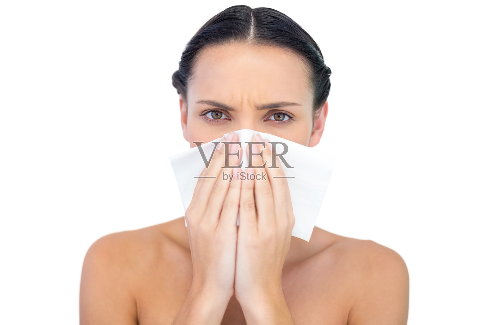 愤怒的自然模特感冒了照片摄影图片