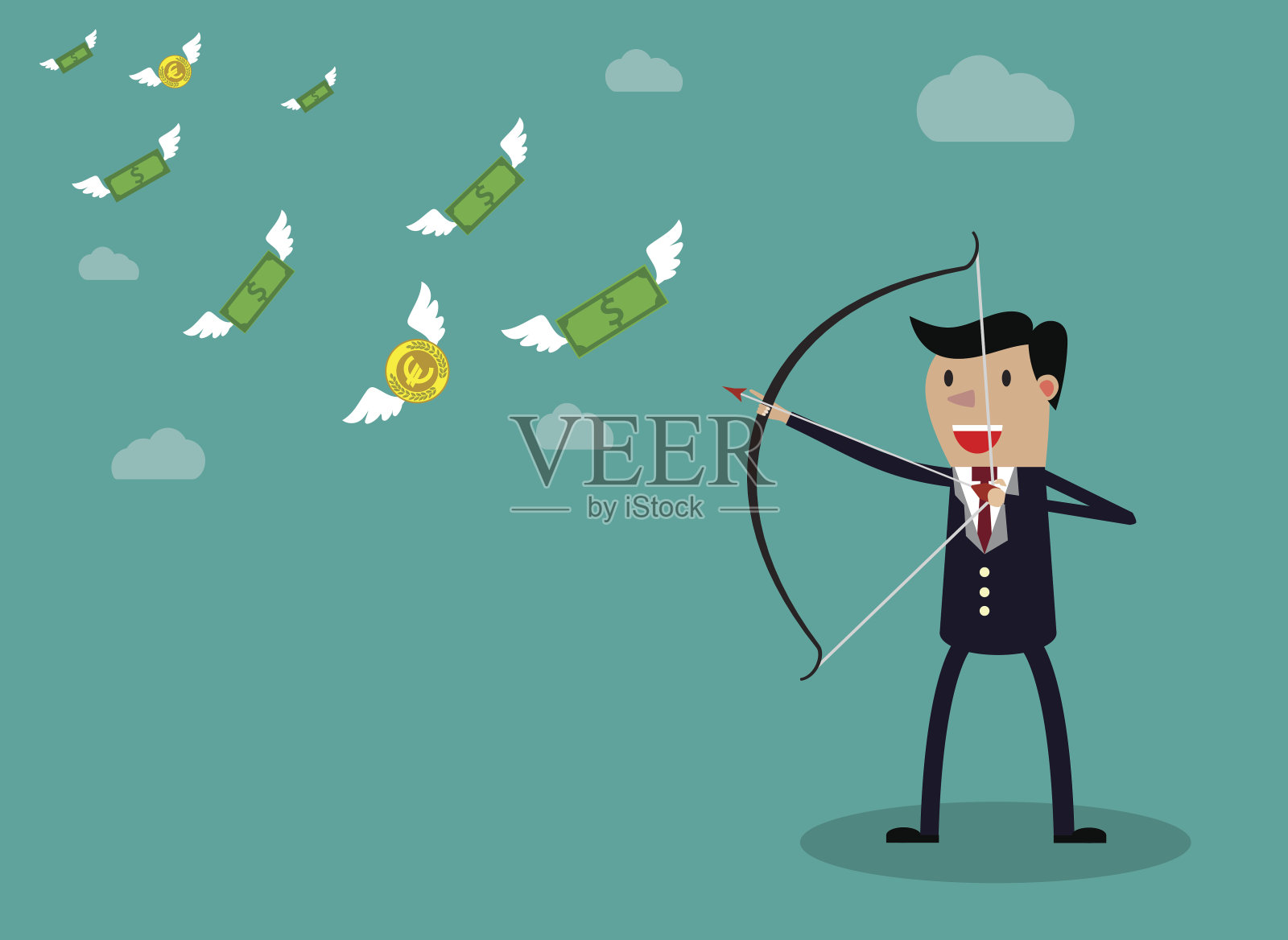 带着弓箭的商人插画图片素材