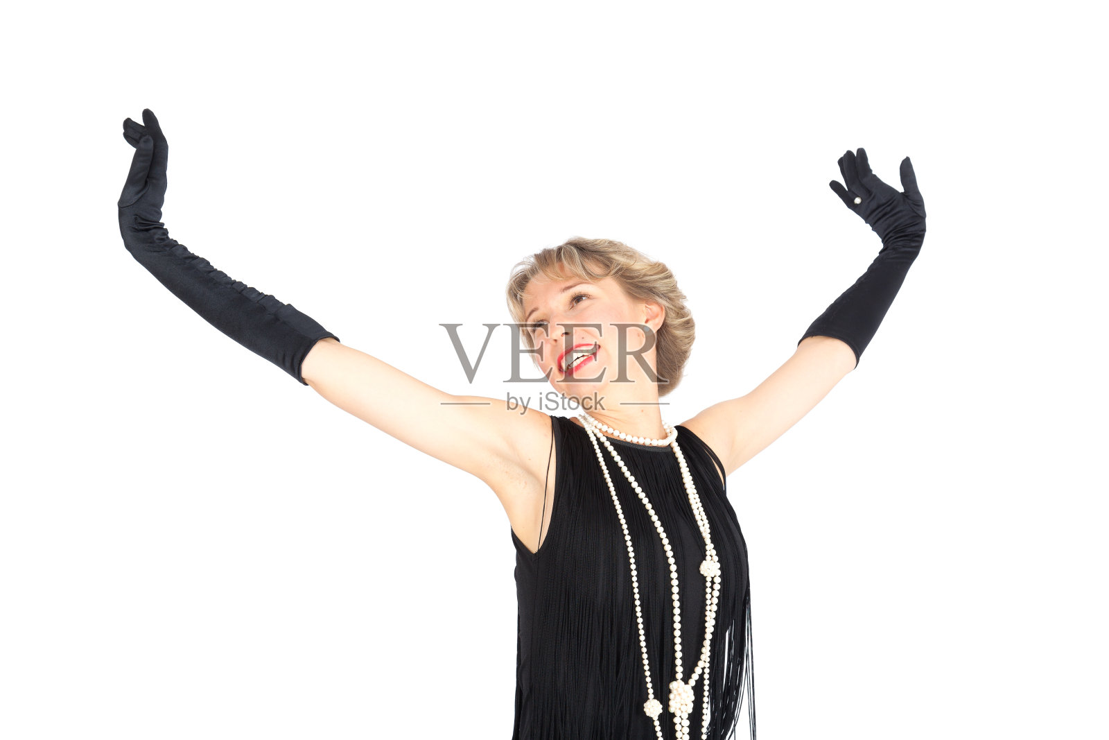 美丽的女商人在不同的服装中做不同的表情照片摄影图片