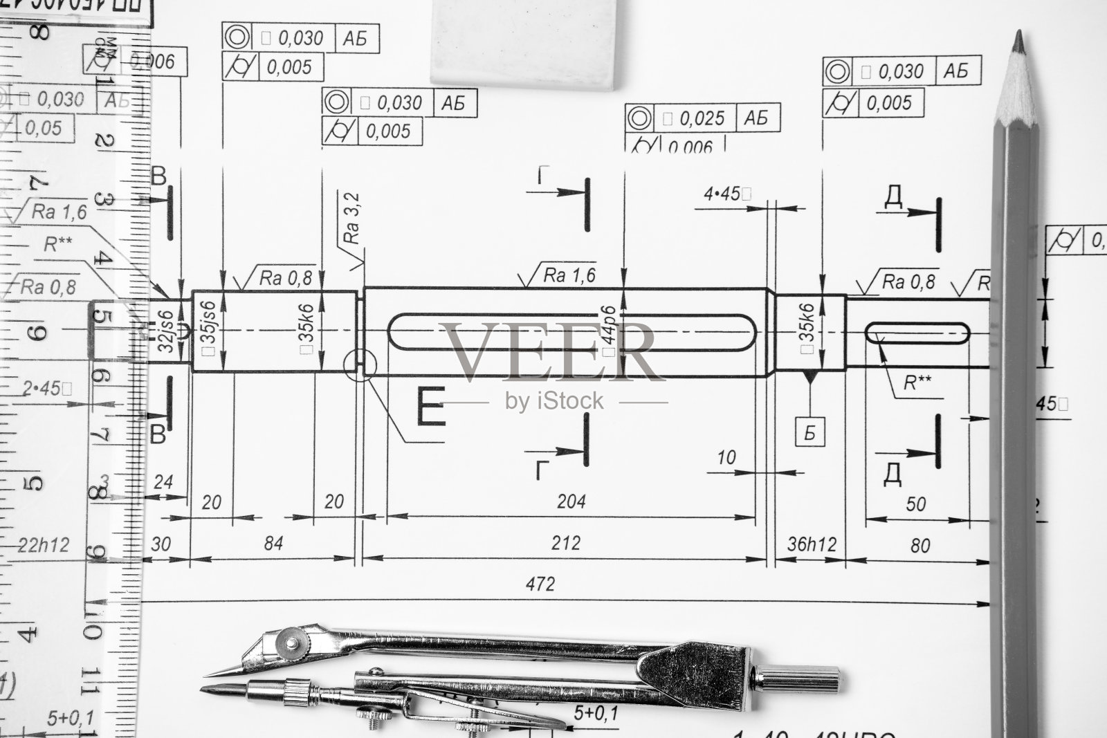 图纸中的测量和绘图仪器照片摄影图片
