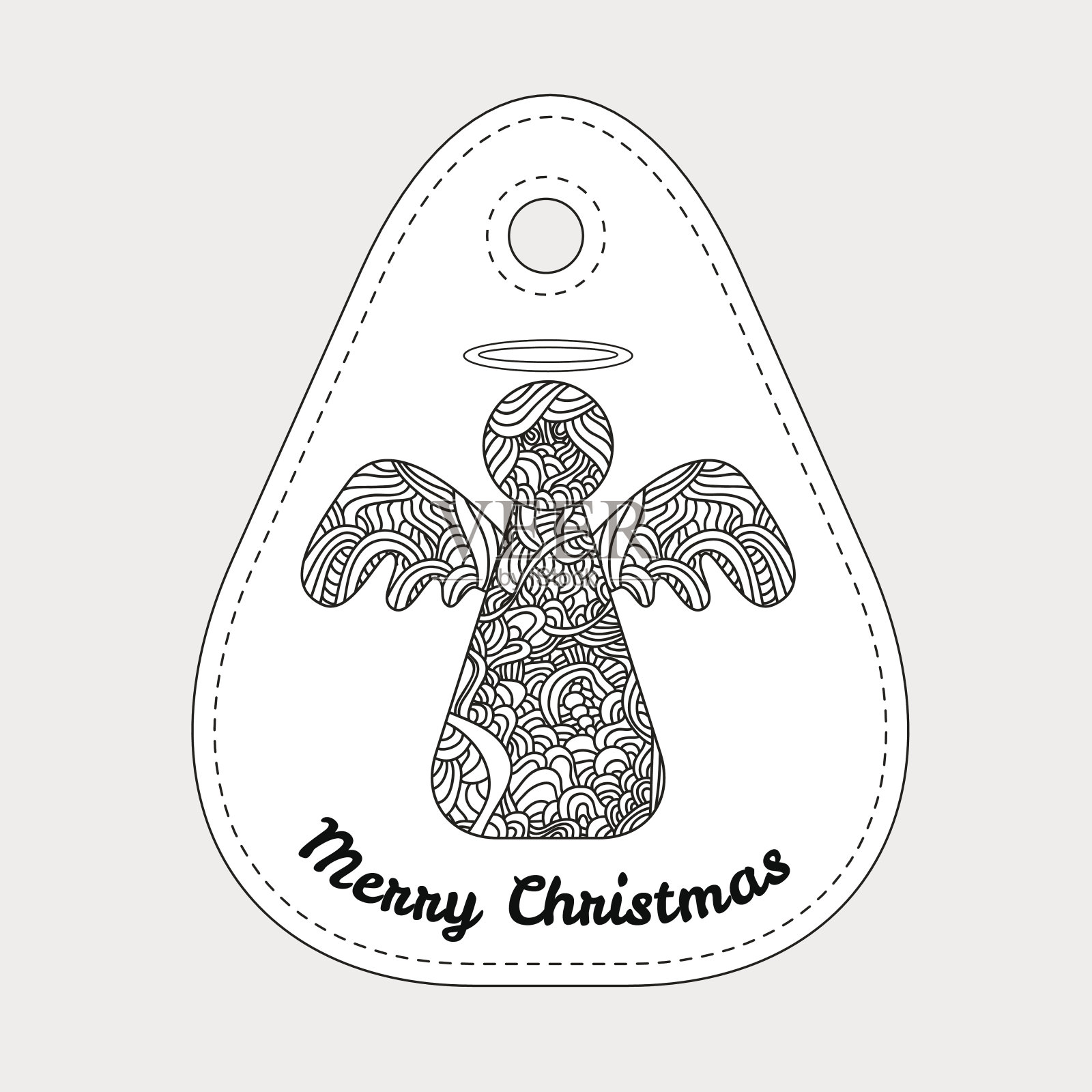 圣诞树上的玩具-天使。圣诞节募捐插画图片素材