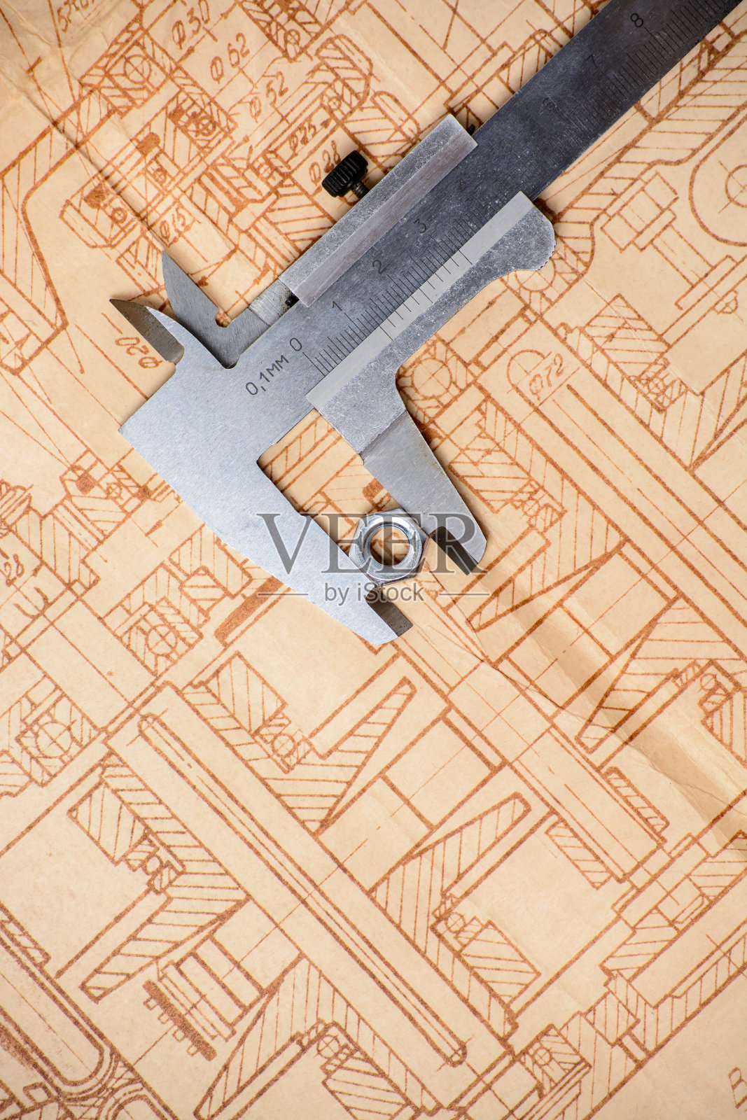 测量、绘图仪器和旧图纸照片摄影图片