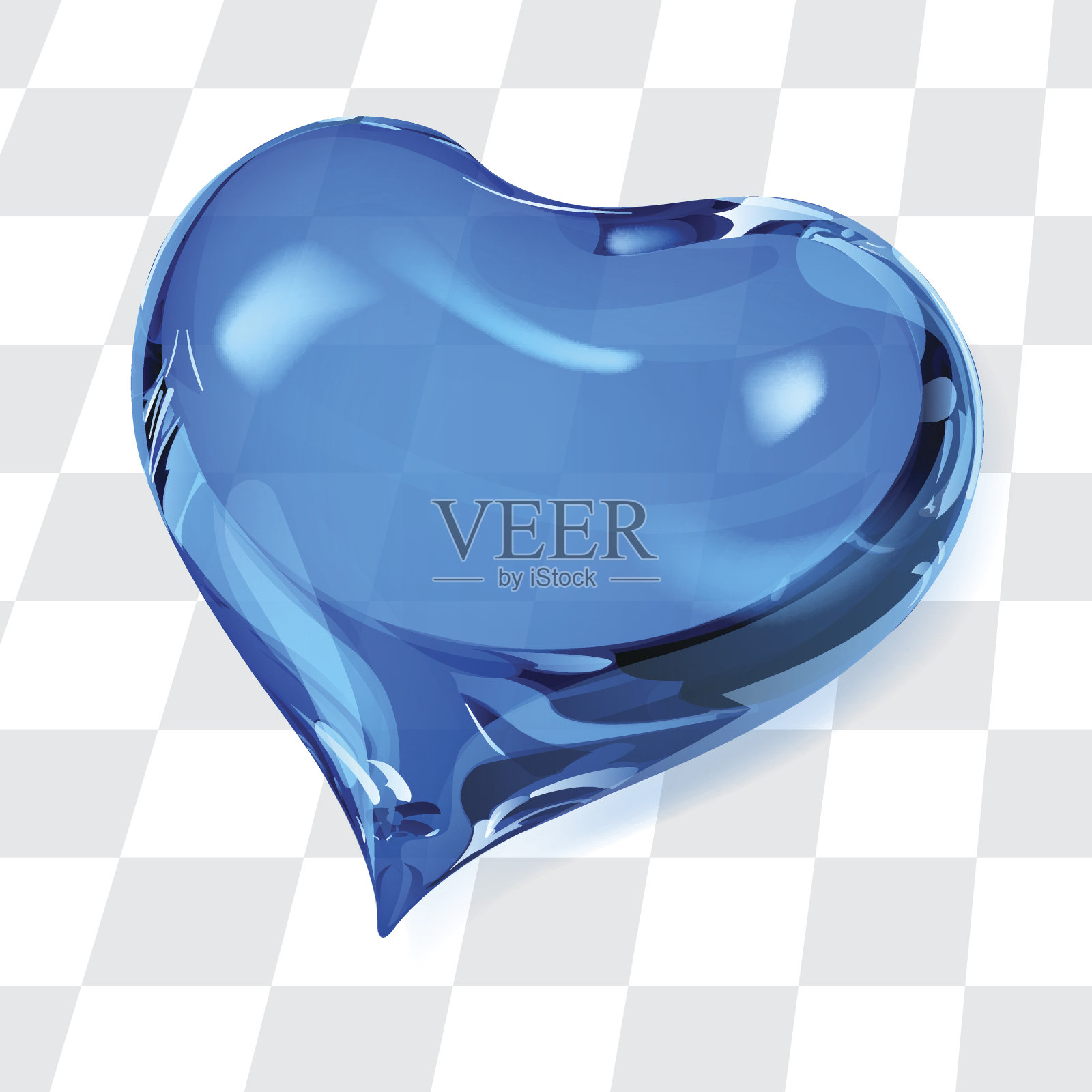 透明的蓝色的心插画图片素材