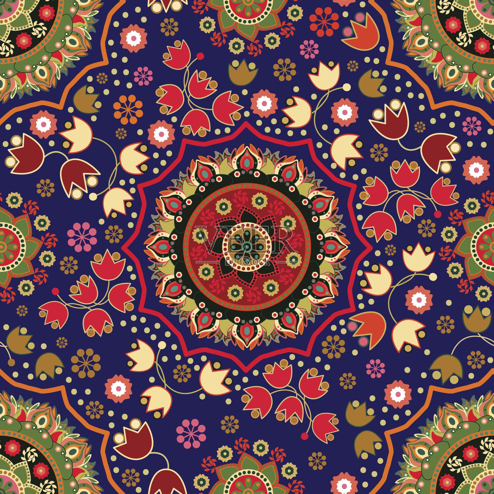 无缝佩斯利背景，花卉图案插画图片素材