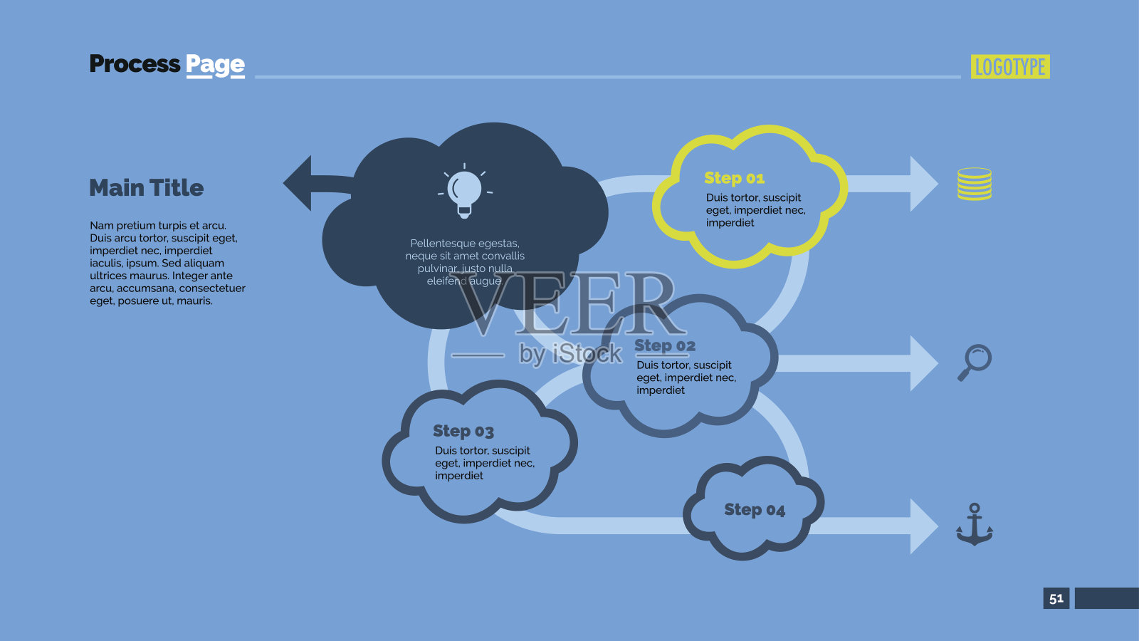 四步方案幻灯片模板插画图片素材