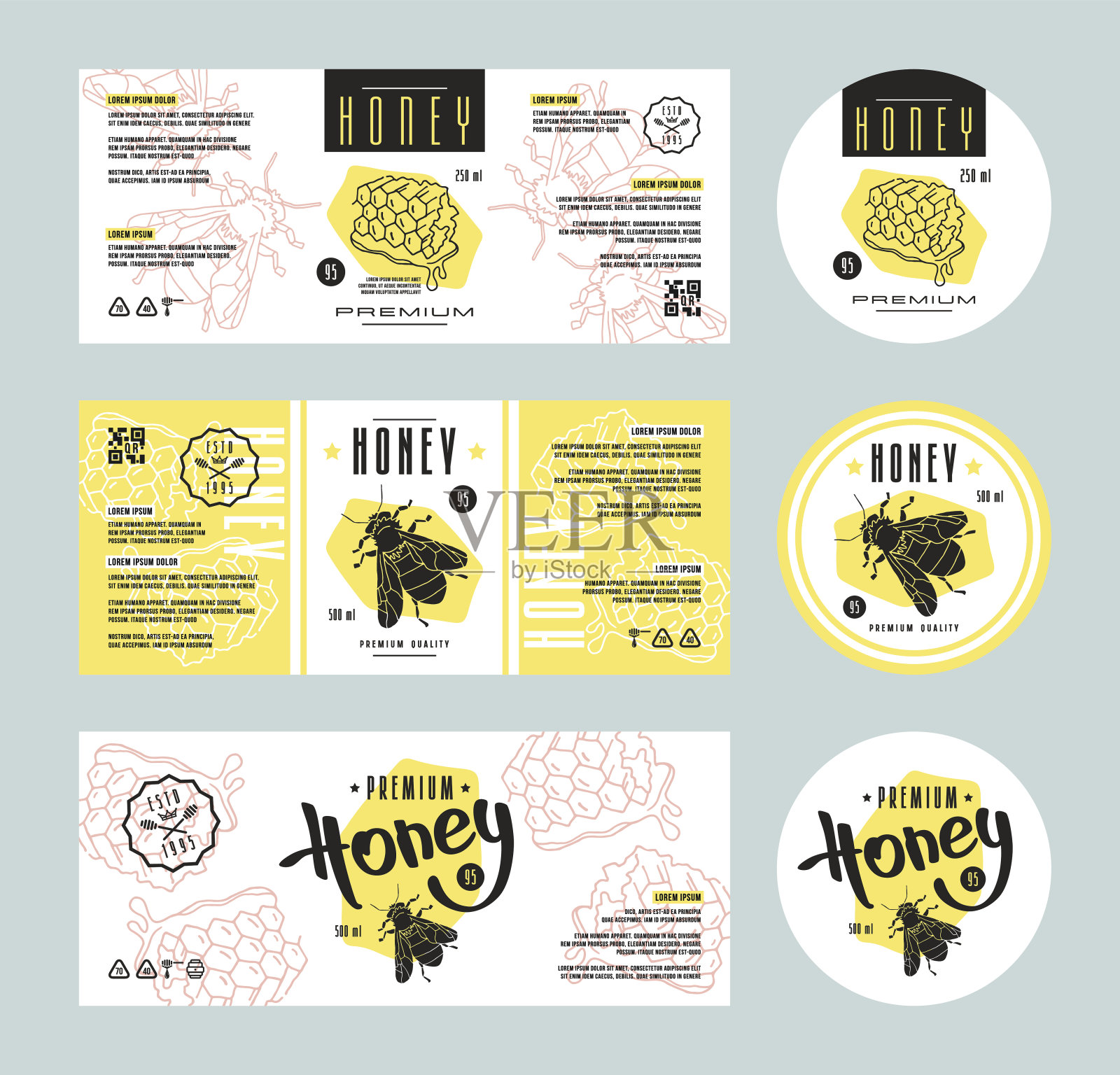 蜂蜜标签模板插画图片素材
