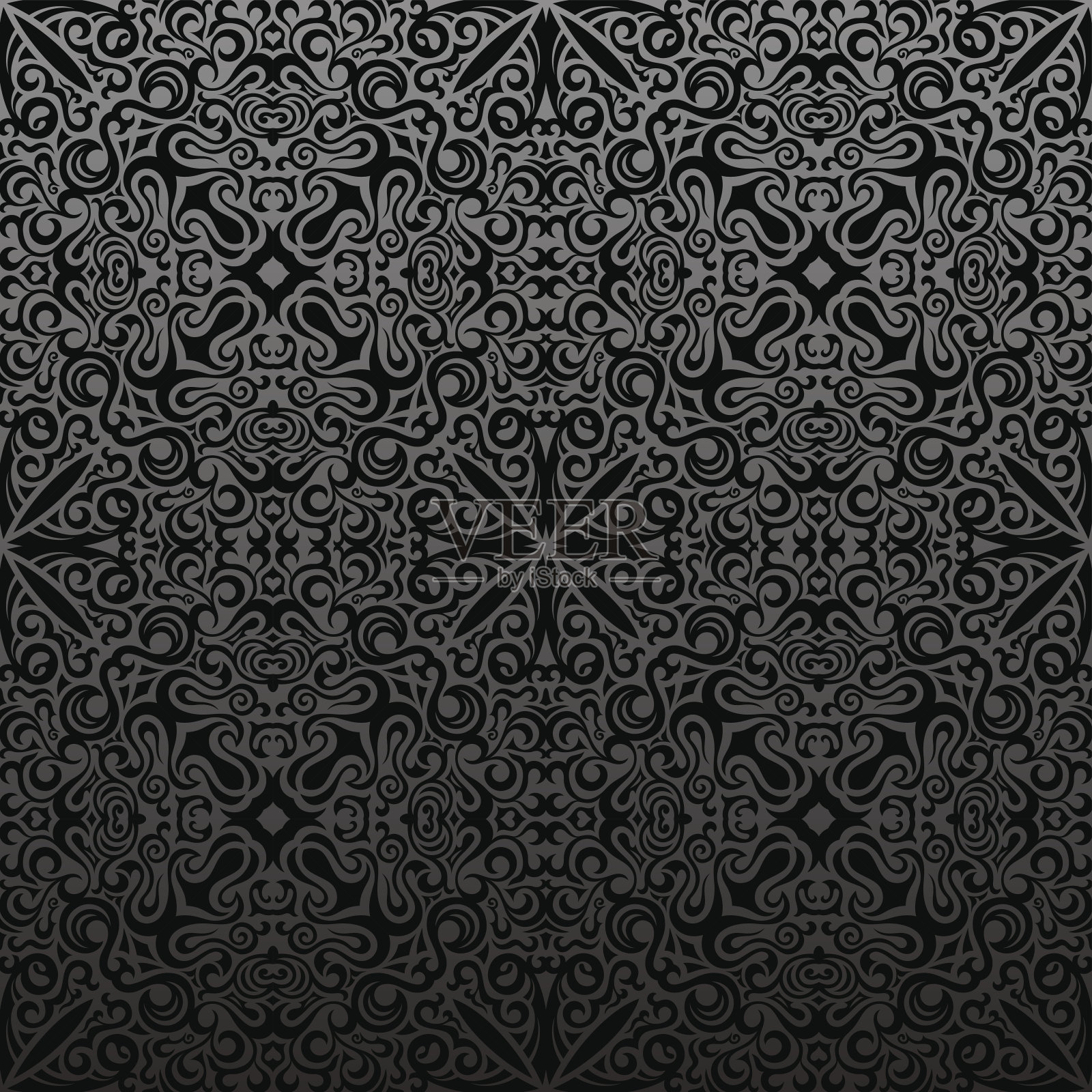 无缝的伊斯兰教的模式。复古黑色花背景插画图片素材