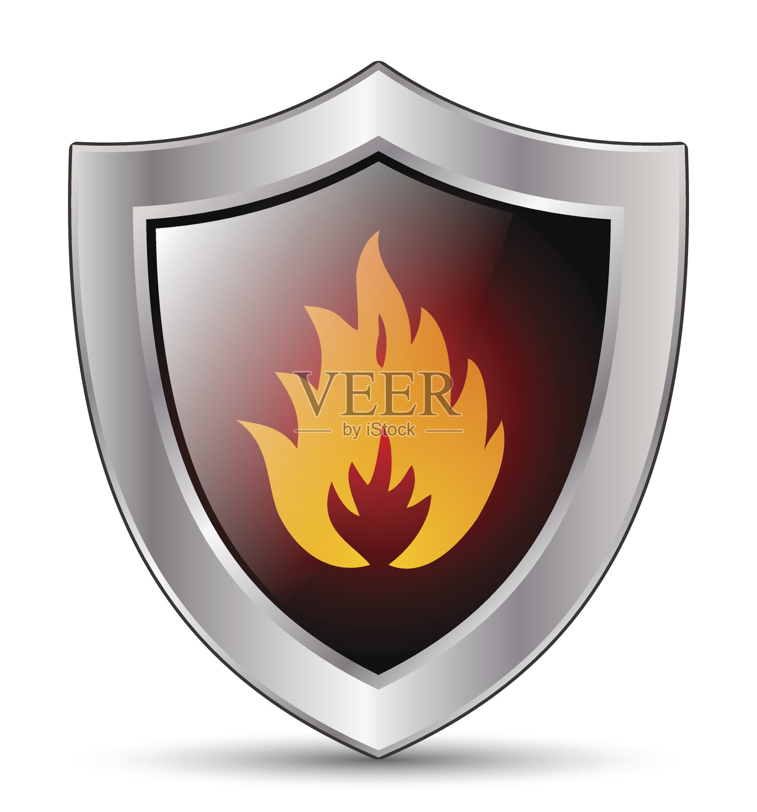 盾牌上有火的标志设计元素图片