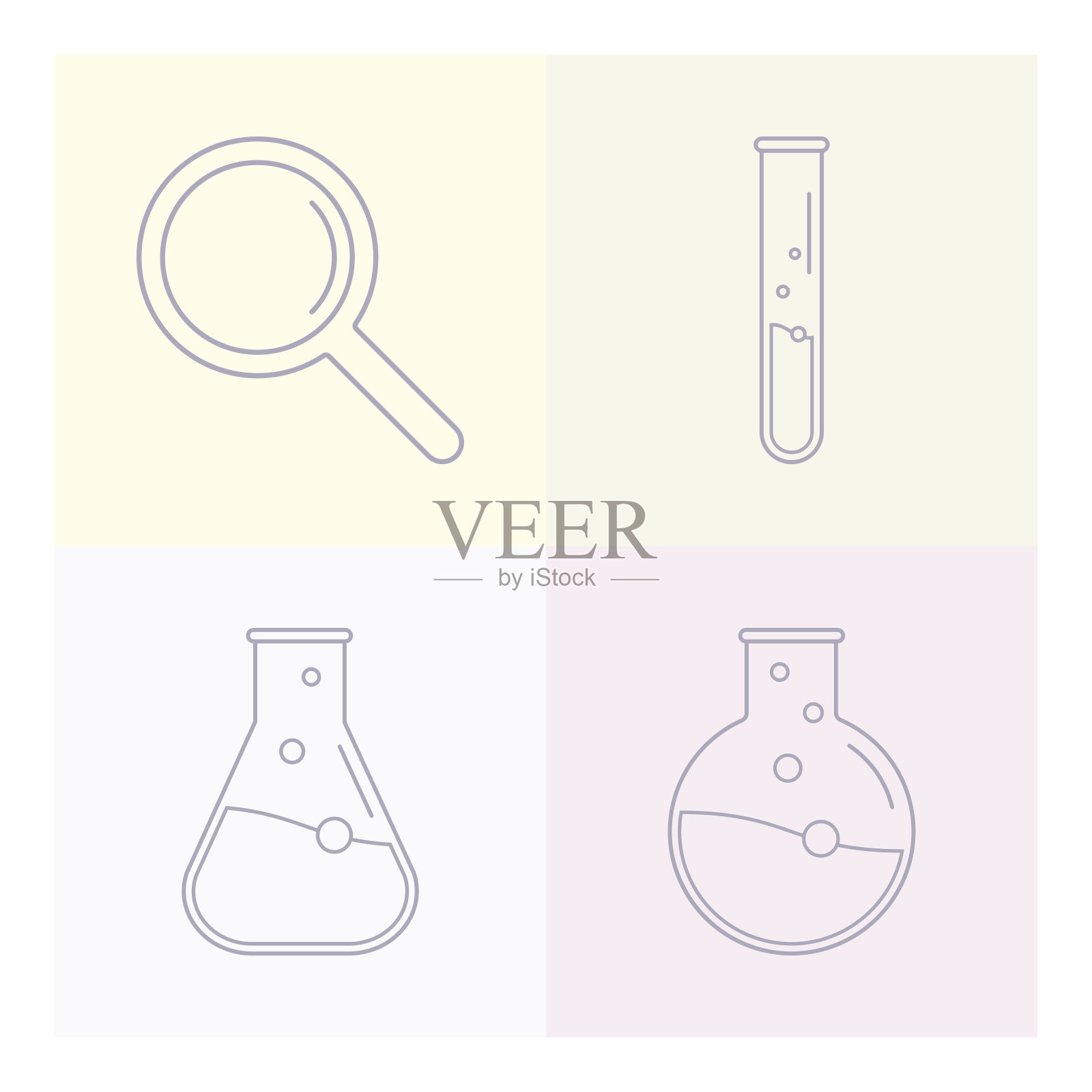 现代图标实验室，化学，医学。研究和科学。插画图片素材