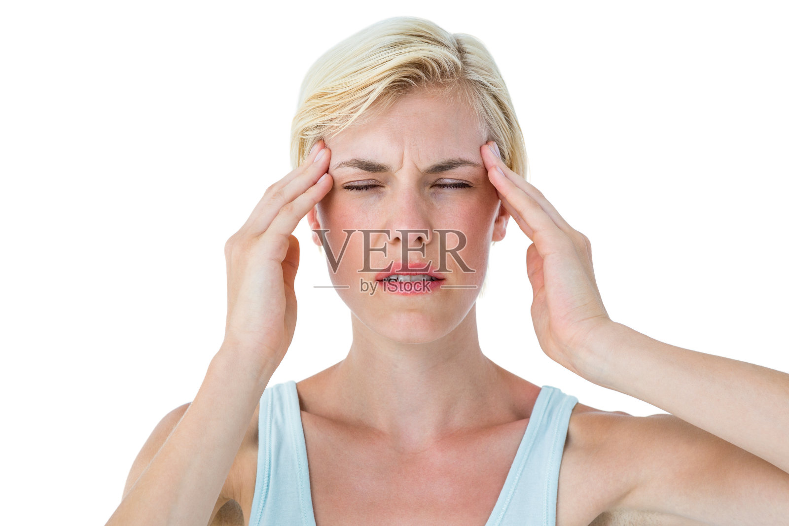 美女头痛照片摄影图片