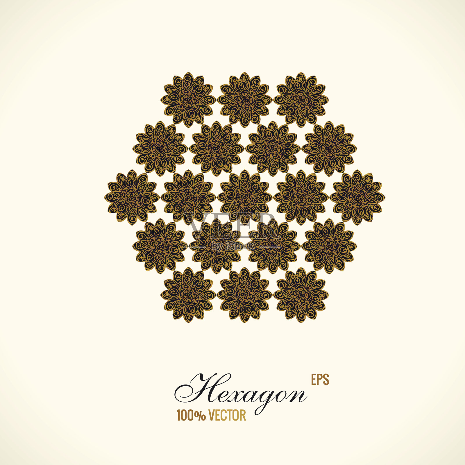 向量会徽设计。花圆形伊斯兰金星。复古元素插画图片素材