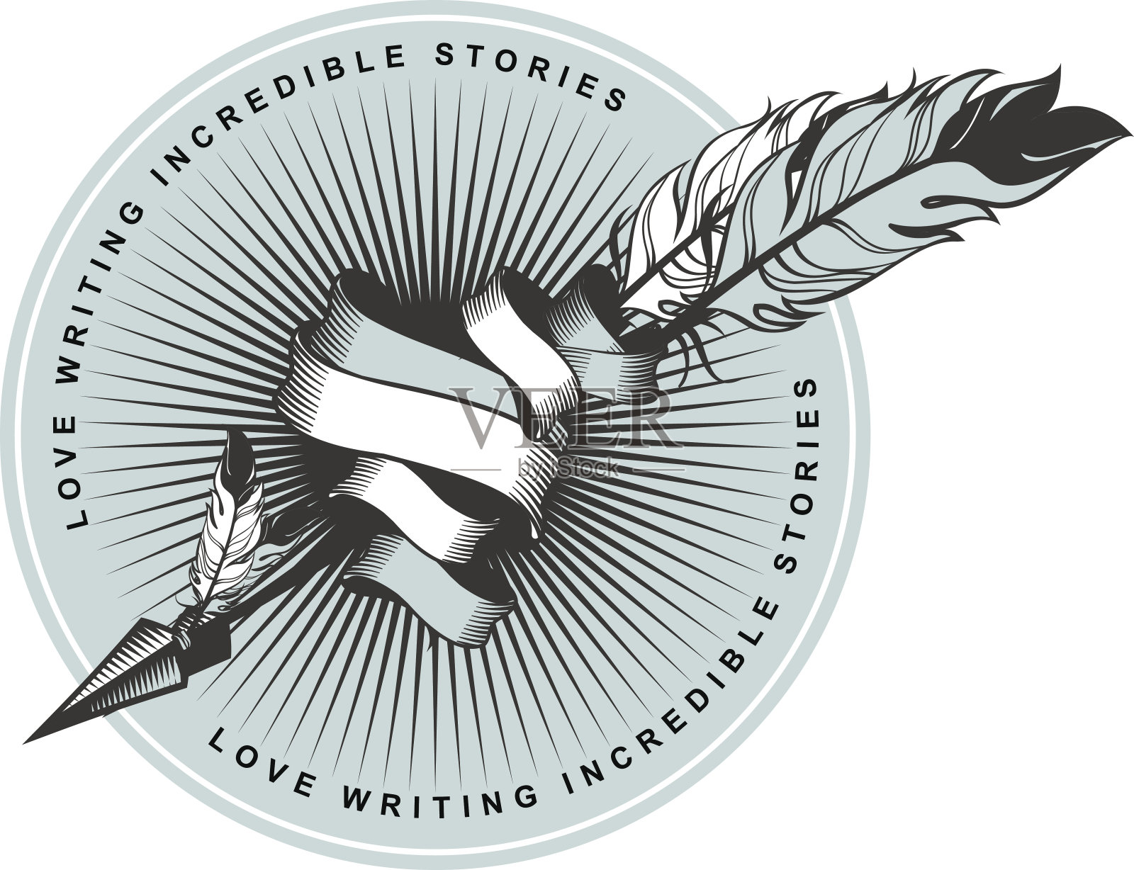 带有羽毛纹章的箭插画图片素材