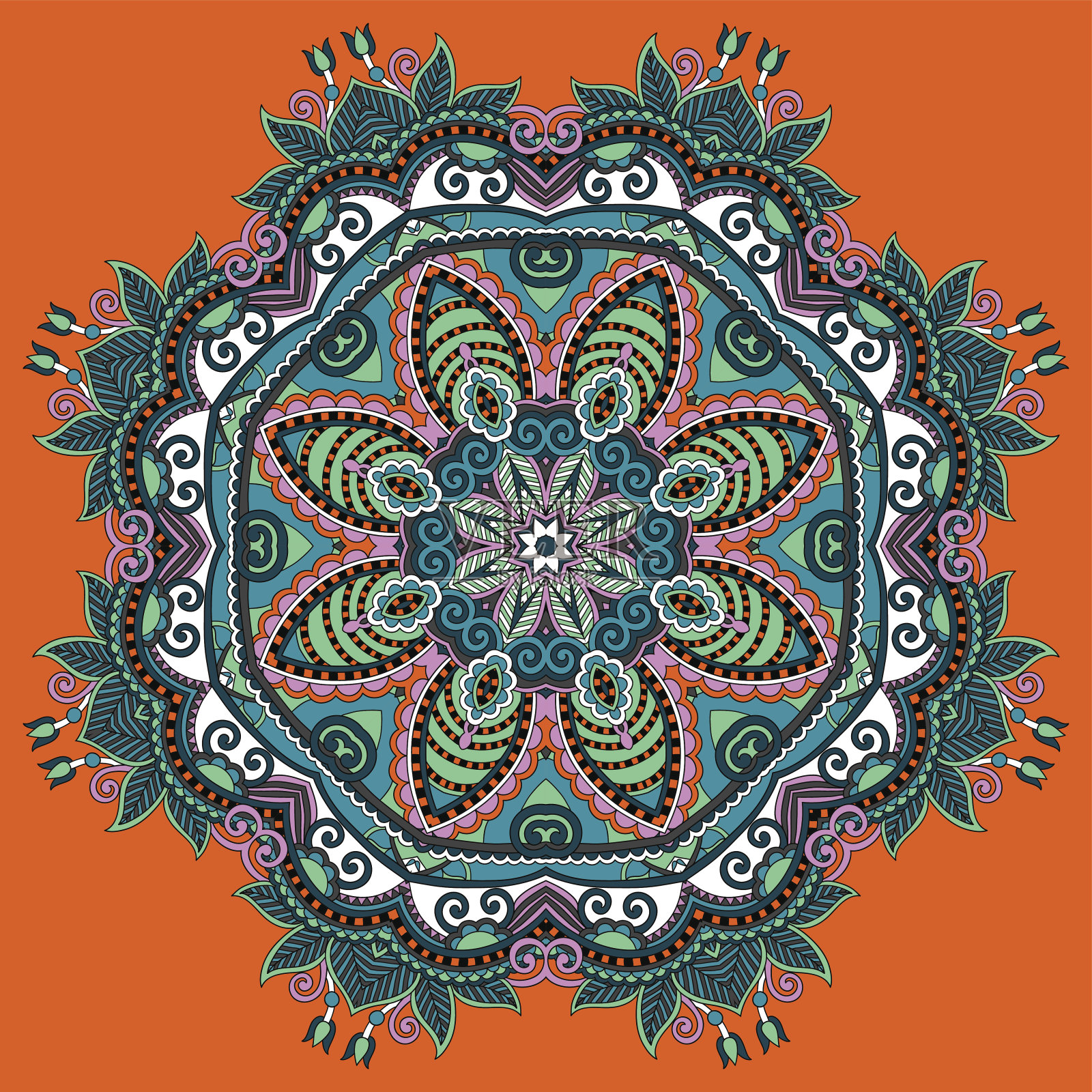 漂亮的老式圆形图案的阿拉伯式插画图片素材