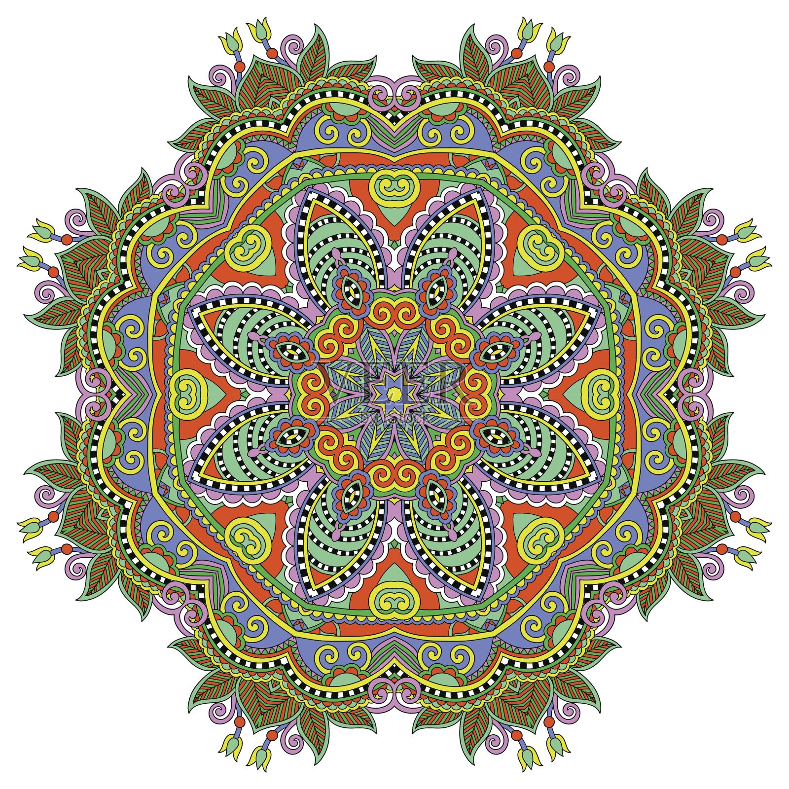 漂亮的老式圆形图案的阿拉伯式插画图片素材