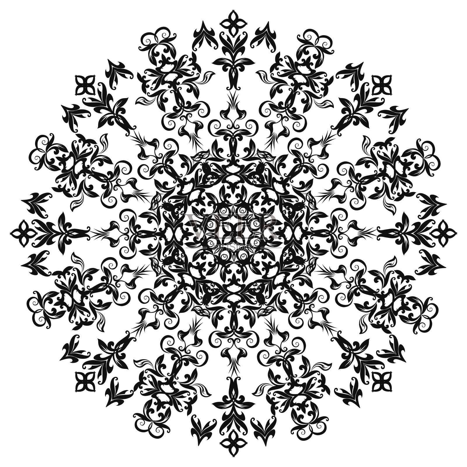 东方风格的装饰性花卉装饰。插画图片素材