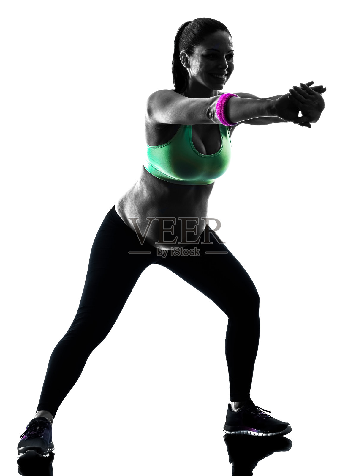 孕妇健身锻炼剪影照片摄影图片