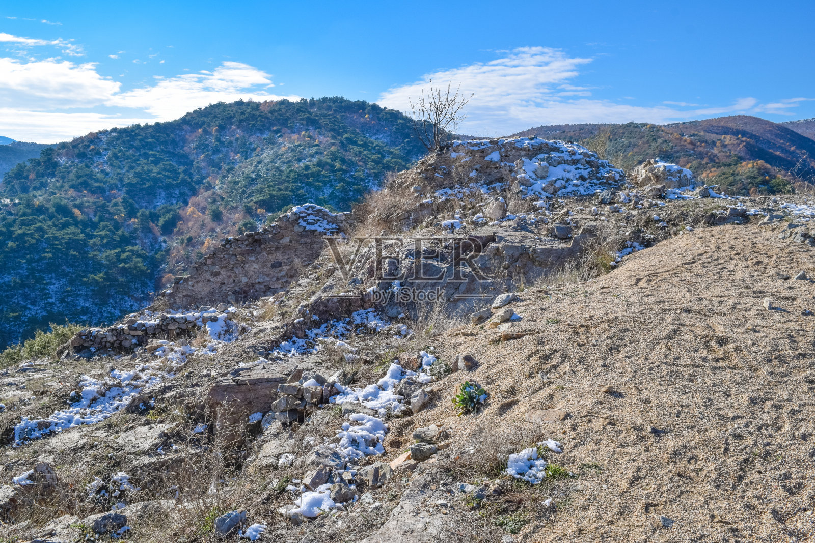 马其顿东部的斯特鲁米察要塞遗址(沙皇的塔楼)照片摄影图片