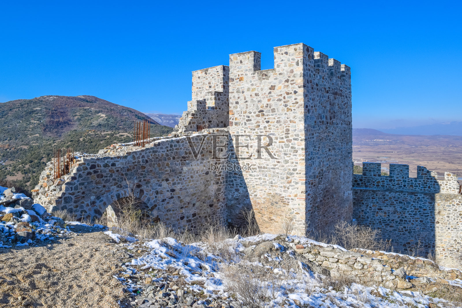 马其顿东部的斯特鲁米察要塞遗址(沙皇的塔楼)照片摄影图片