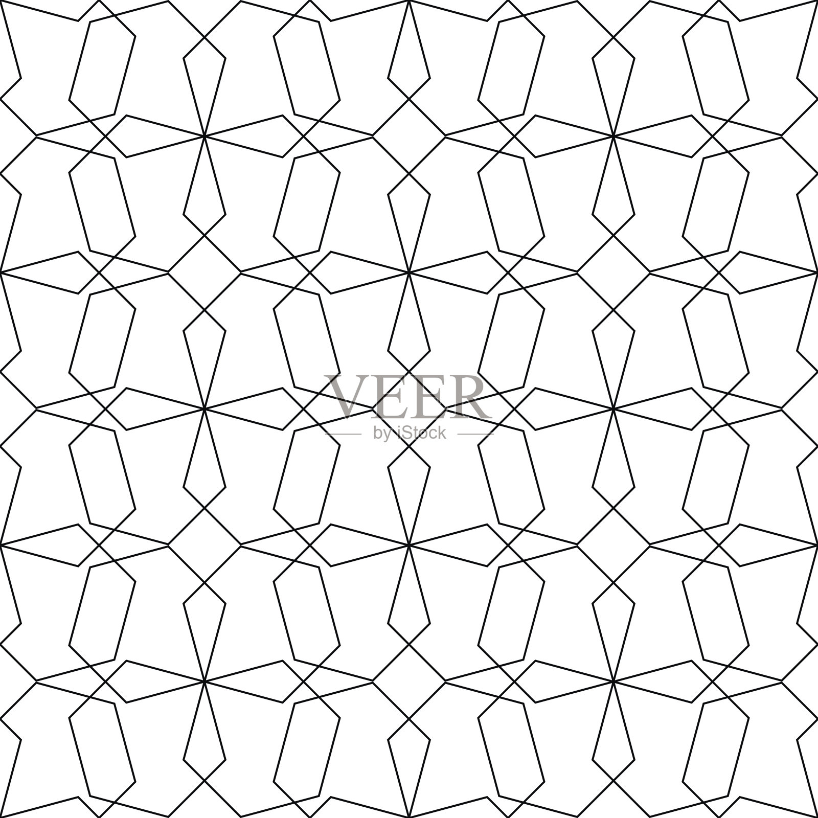 黑白几何无缝图案，抽象背景。插画图片素材