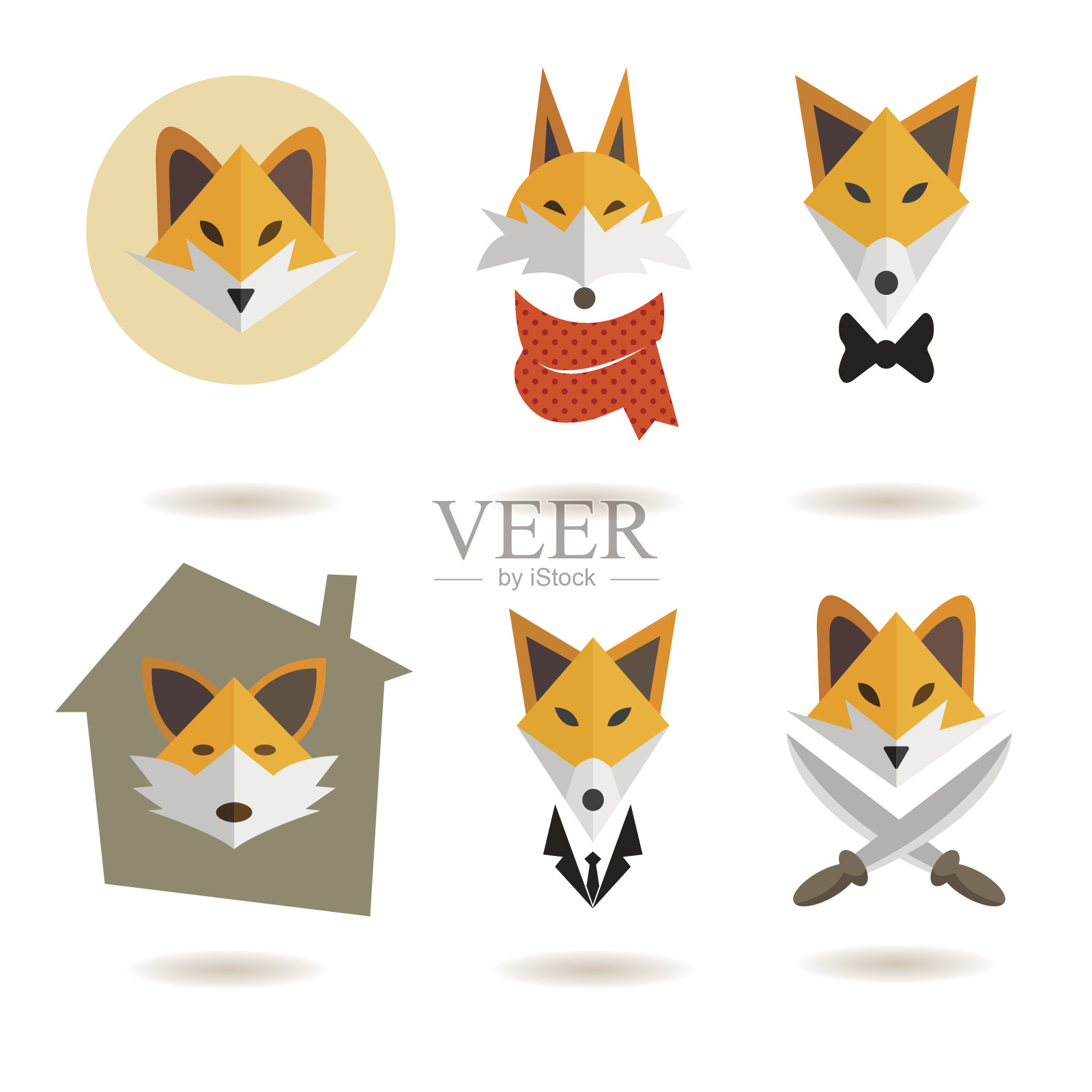 福克斯抽象孤立在白色背景上，矢量插图设计元素图片