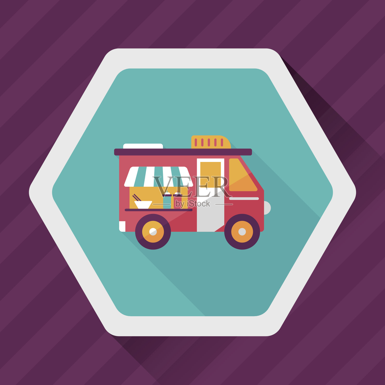 运输摊贩推车扁平图标与长影子，eps10插画图片素材