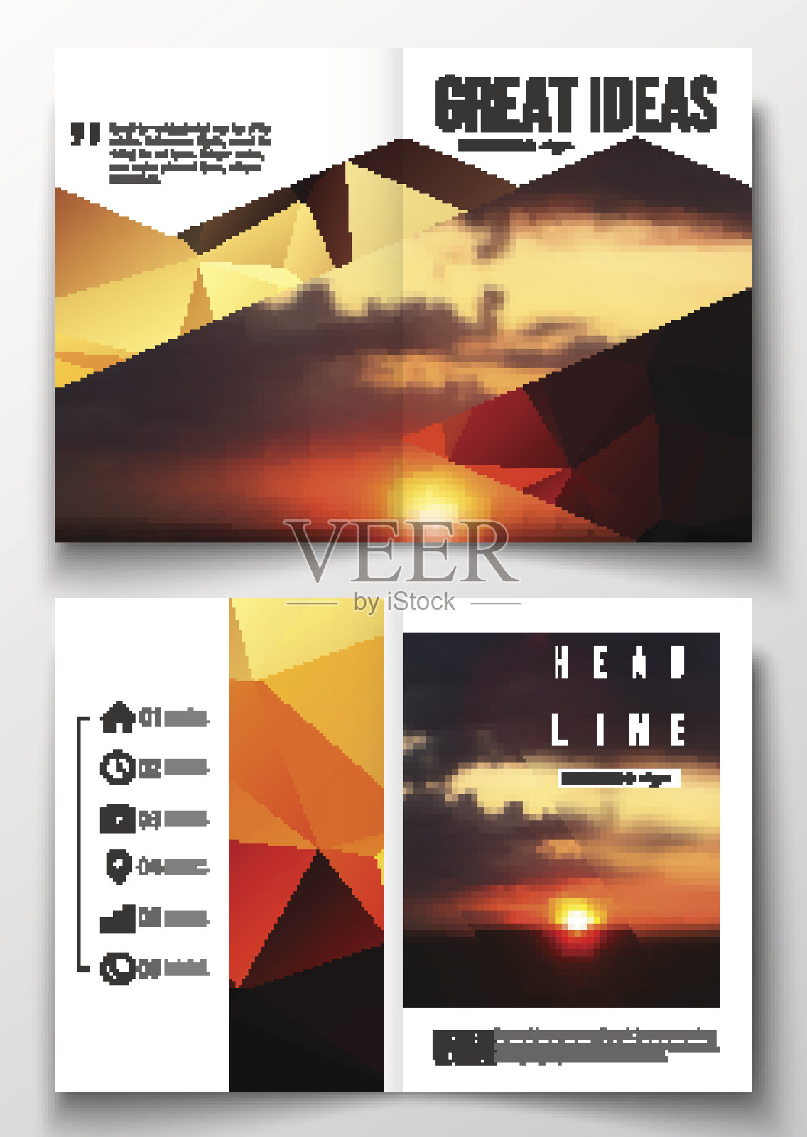 一套业务模板的小册子，杂志，传单，小册子或设计模板素材