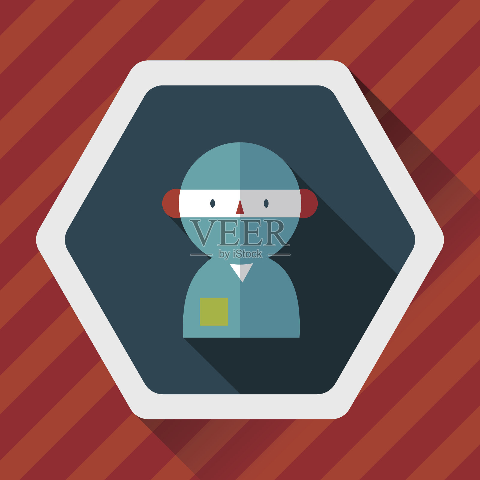 医务人员与听诊器平面图标与长影子插画图片素材