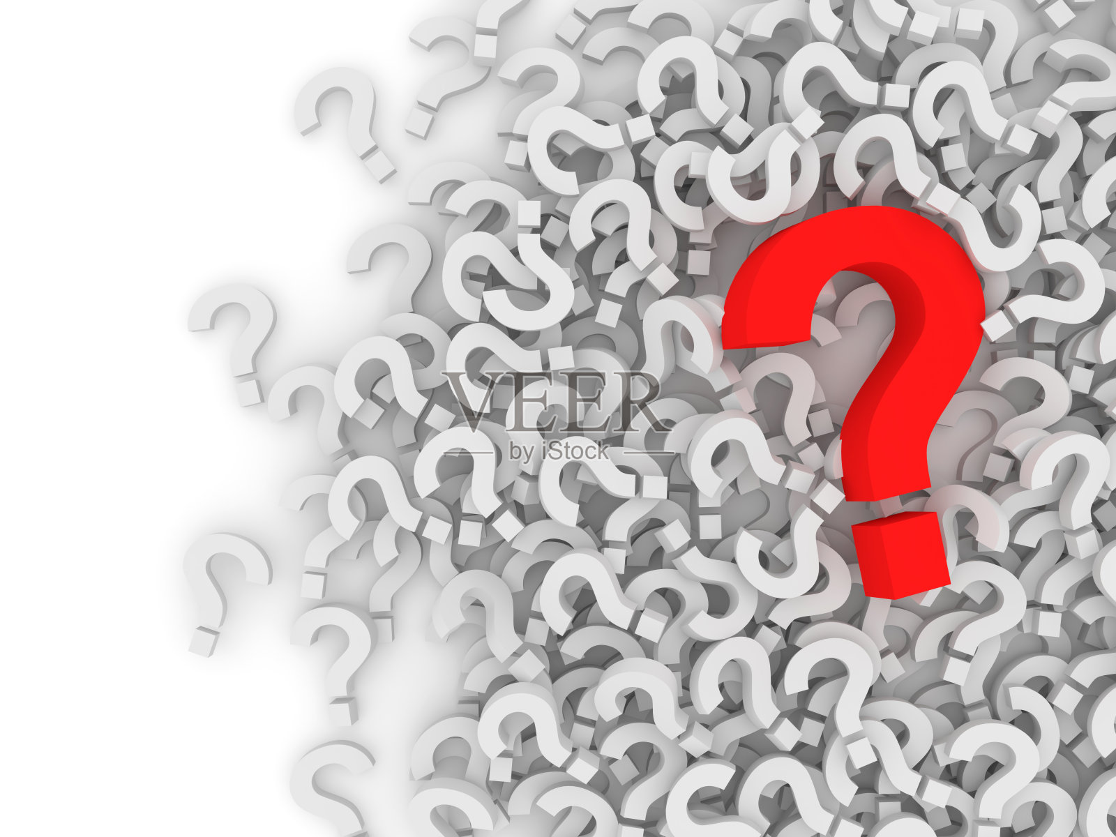 问号在白色背景与地方为您的文本照片摄影图片