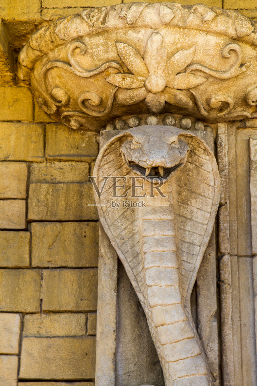 印度寺庙上的眼镜蛇雕像照片摄影图片