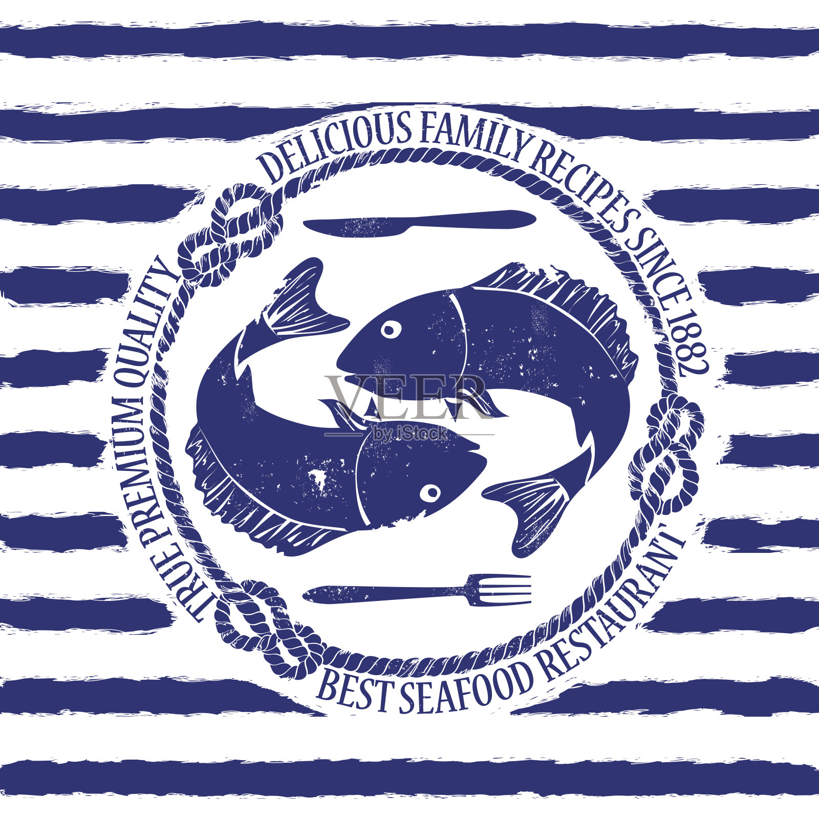 以鱼为标志的海鲜餐厅插画图片素材