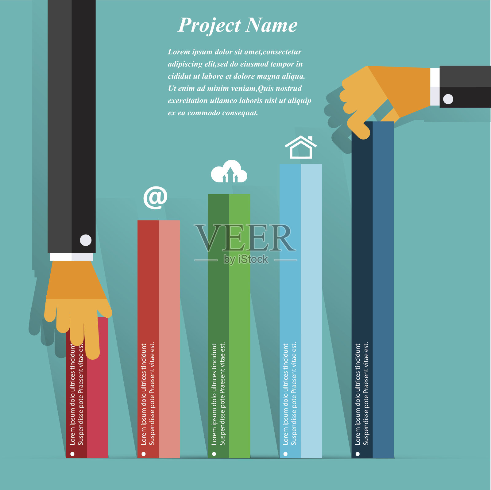 平面设计中的现代商业工作理念插画图片素材