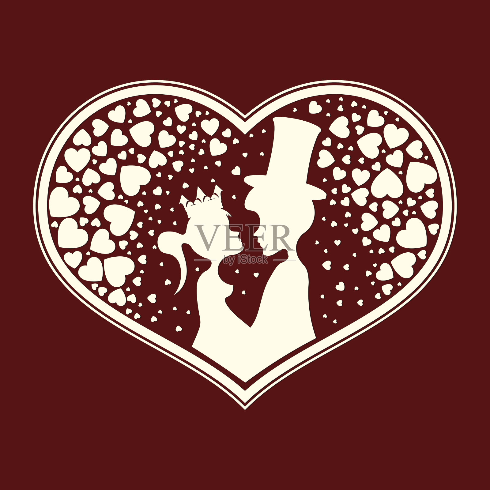 王子和公主的剪影插画图片素材