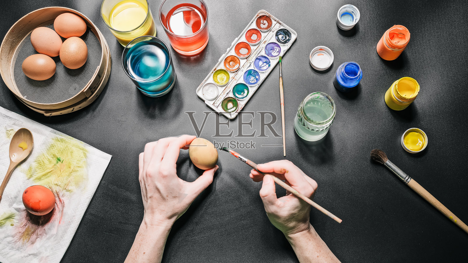 手绘复活节彩蛋照片摄影图片