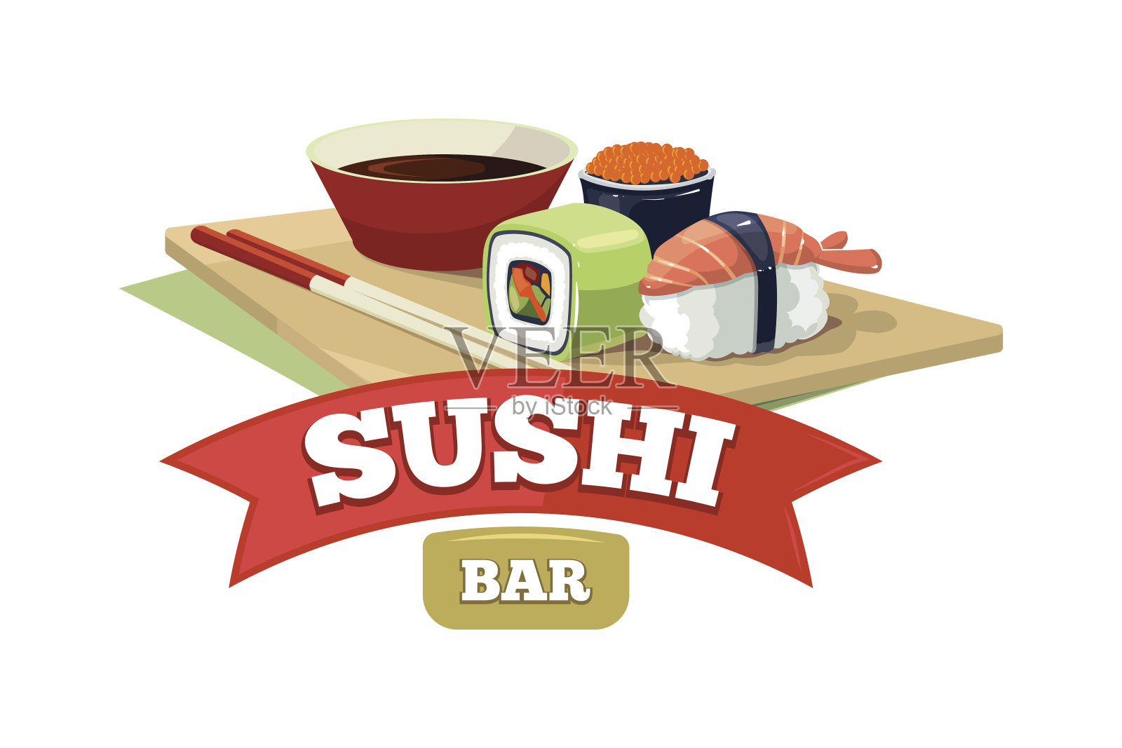 矢量设置寿司横幅插画图片素材